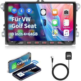 ESSGOO 9 Inch Android 14 Car Radio for VW Golf 5/6 T5 CarPlay