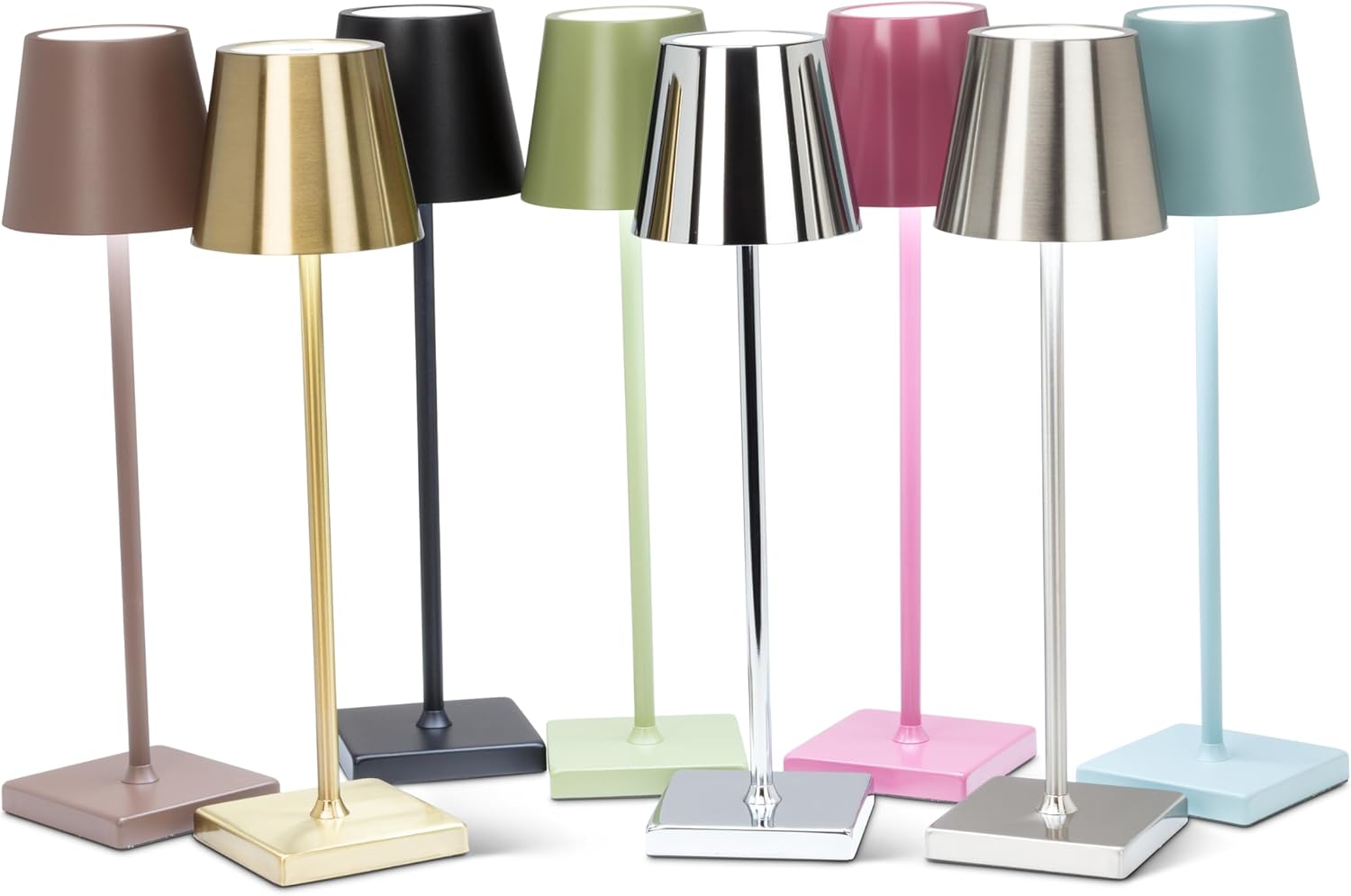 Abbott Collection Trilite LED Table Lamp, Cordless Rechargeable Light (Chrome Silver, Classic Shade, 15 inches)