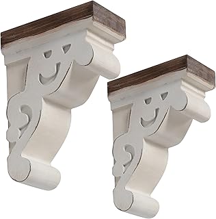 SOFE Corbels for Shelves Countertops, White Wood Bookends Decorative, 1 Pair Farmhouse Book Ends, Sturdy Bookends for Heavy Books, Book Holder Stopper for Home Office Kitchen