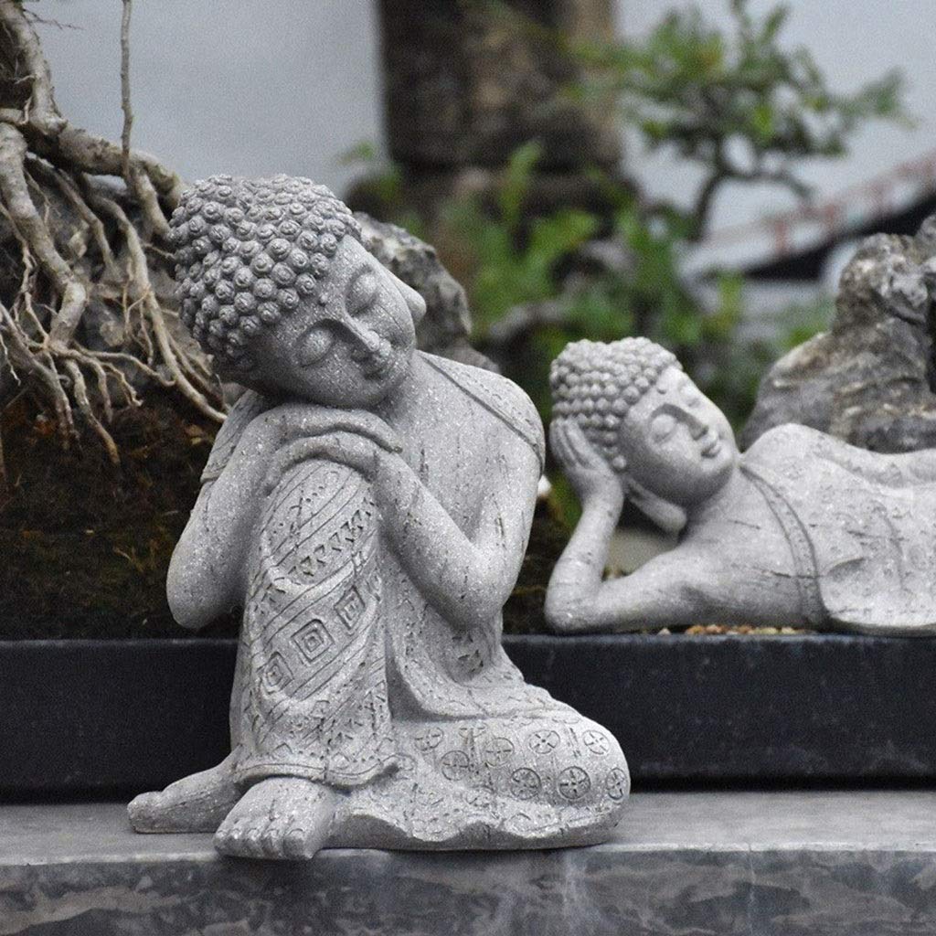 wgd Foxi 1pcs Sitzen/Reclining Buddha-Statue, Harz-Buddha-Statue Zen Crafts Ornamente, Simulation Micro Landschaft Dekoration for Hof/Garten/Aquarium/Aquarium (Color : Reclining Buddha)