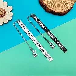 2 peças de marcadores de música para músicos, presentes inspiradores para professores de música, presente de formatura, para amantes de leitura, presente de incentivo para guitarrista e piano