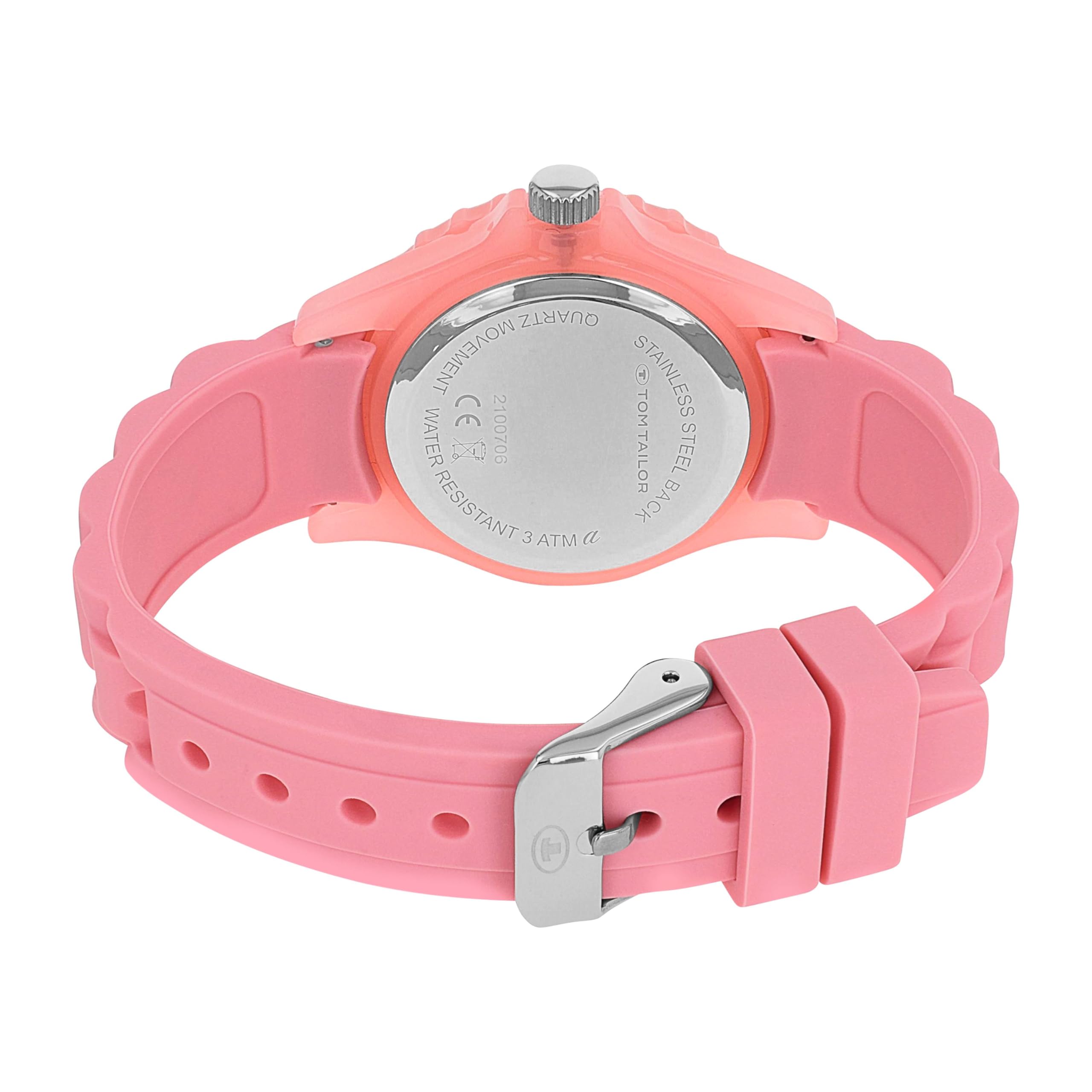 Tom Tailor Armbanduhr mit Silikonband für Mädchen, Silber, wasserdichte 3 bar, Geschenkidee, kommt in Uhren Geschenkbox, 2100706