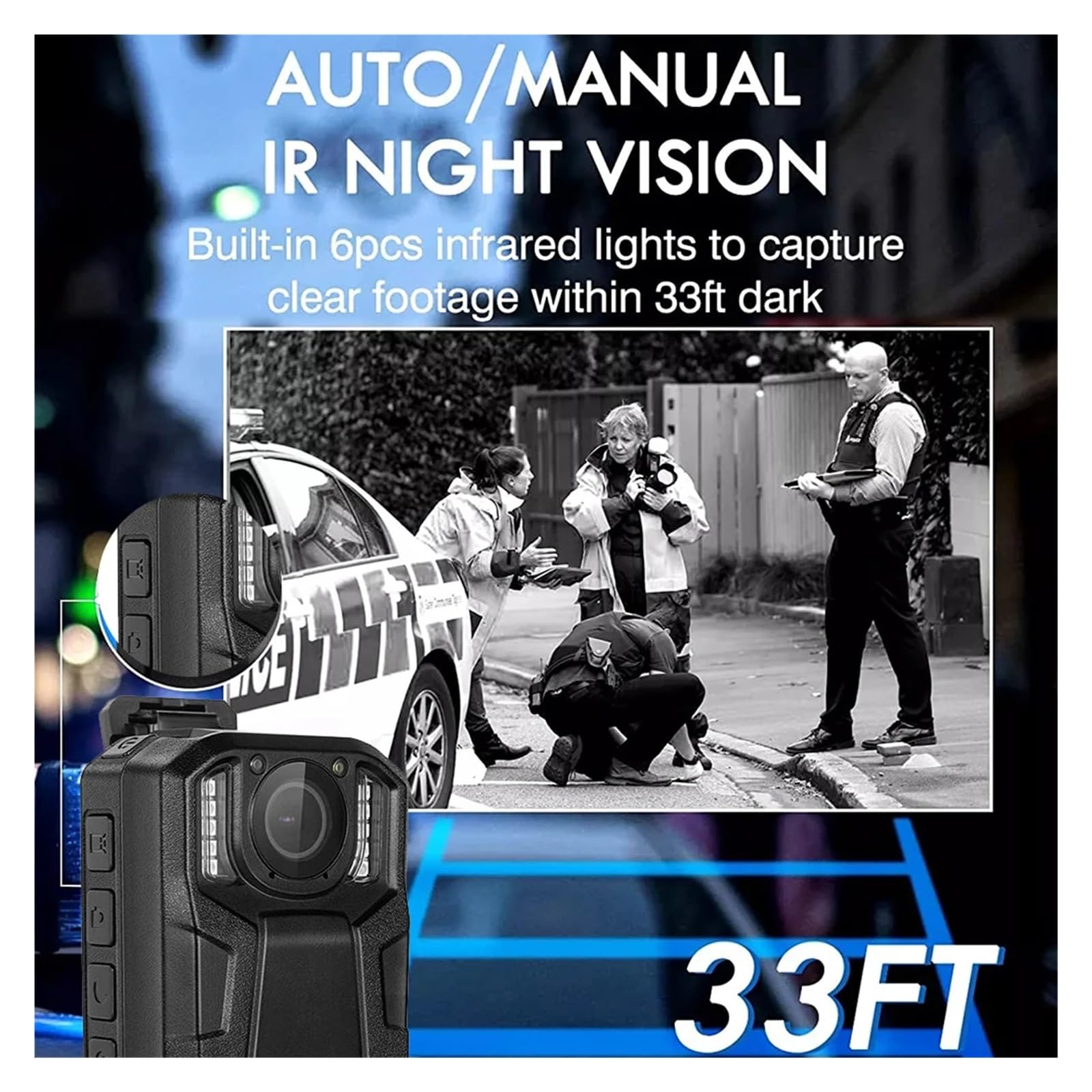 Kamera na ciało YSW-Y2 Mini kamera do noszenia na ciele A7 kamera policyjna do montażu na ciele cyfrowy rejestrator wideo kamera samochodowa HD 1080P kamera DVR z dźwiękiem i obrazem(16GB)