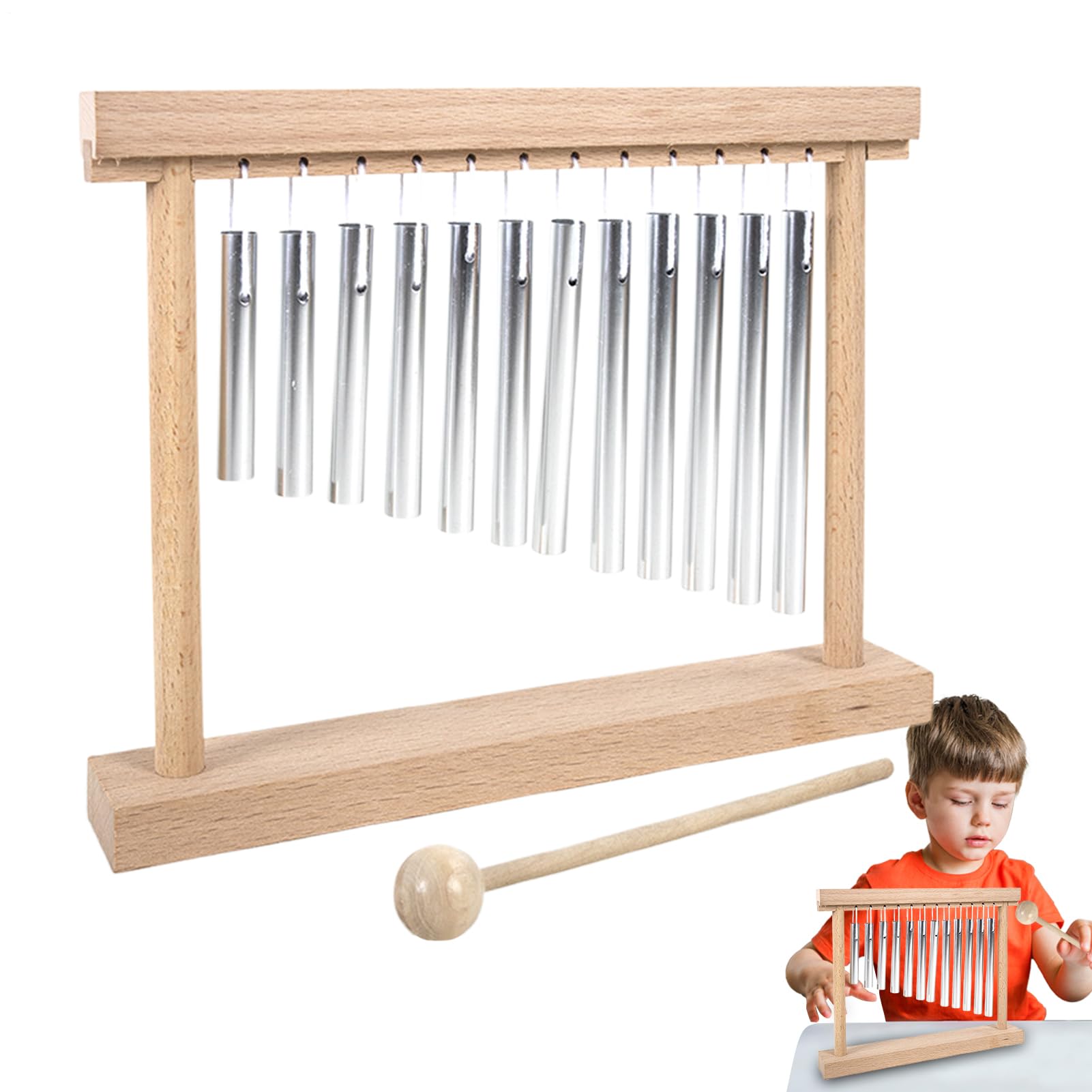 Chimes Percussion, Tabletop Wind Chime, 9.84x7.48x1.57 Inches Lightweight Frame Soft Melodic Tones Sound Healing, Musical Entertainment Tool for Temple, Classroom, School and Yoga