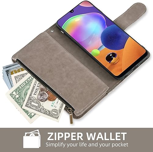 Miniatura 4 de Asuwish Funda de teléfono para Samsung Galaxy A31 con protector de pantalla de vidrio templado y tarjetero de cuero con diseño de flores, soporte