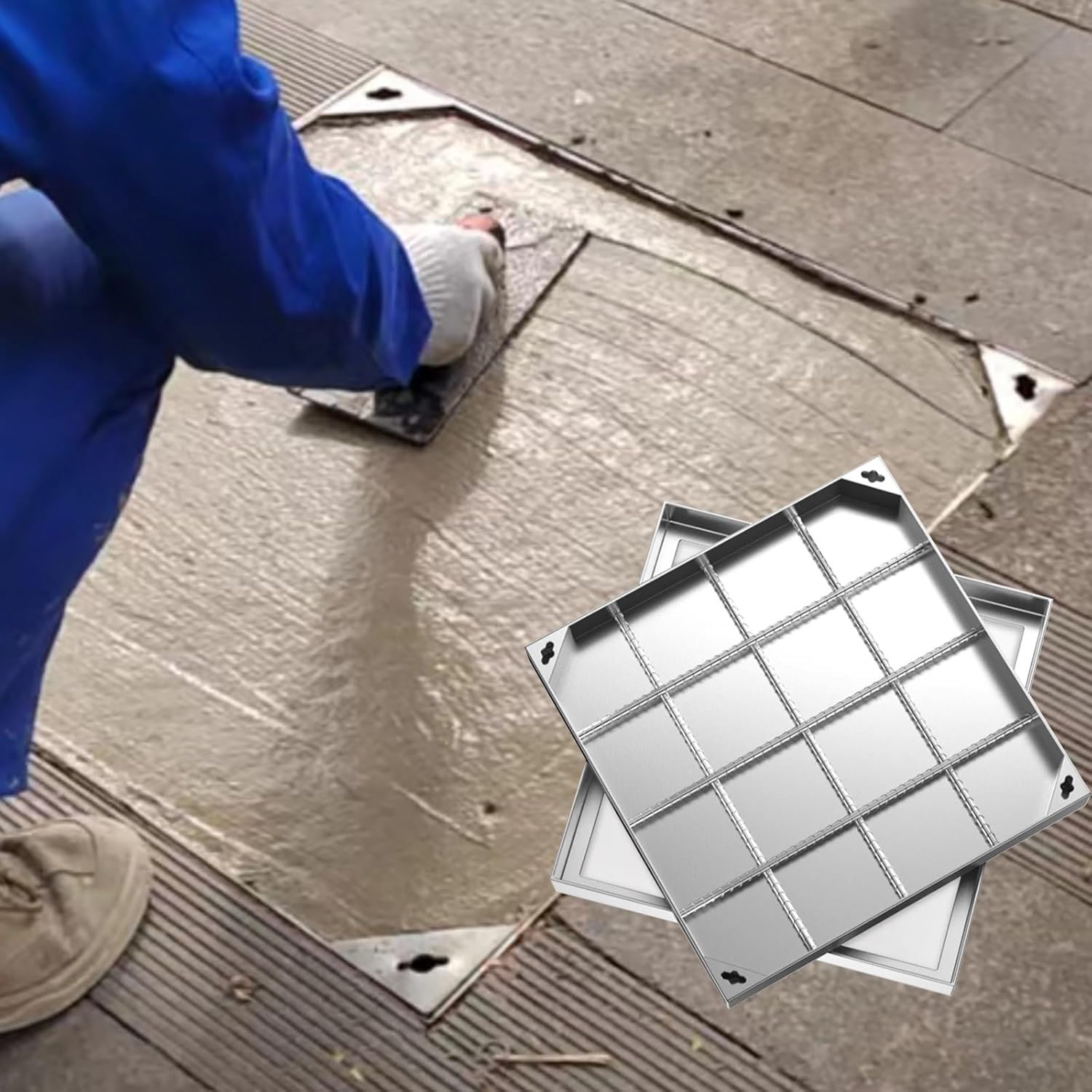 AVLSO Manhole Cover Floor Embedded Seal Inspection Lid For Driveways, Patios, Pavements，Customized Pavement Cleanout Lids(75x75 cm)