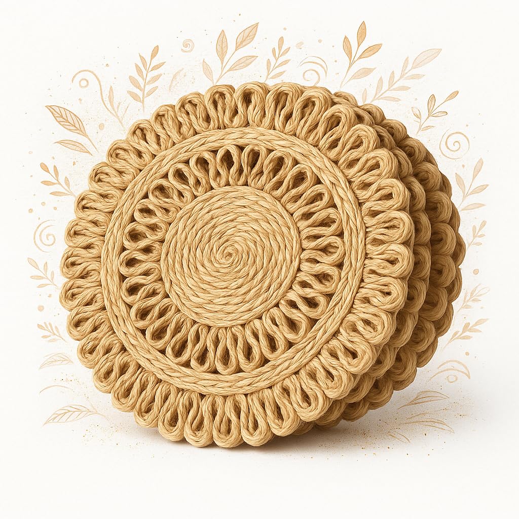 PRONOIA Handmade Braided Jute Round Placemats Pack of 2 | 12 Inch (30.5 cm) | Natural Eco-Friendly Jute Table Mats for Dining, Kitchen & Home Décor-image-28