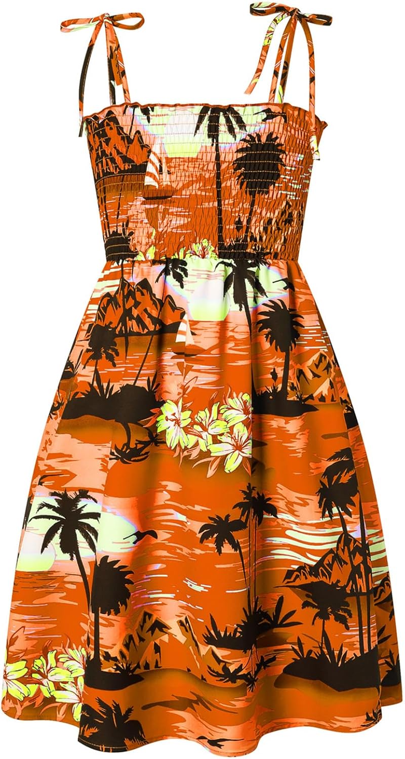 SANGTREE Family Matching Hawaiian Outfits, Casual Beach Travel Clothes ,Vacation Clothing Set for Women, Hawaiian Orange, Small - Image 3