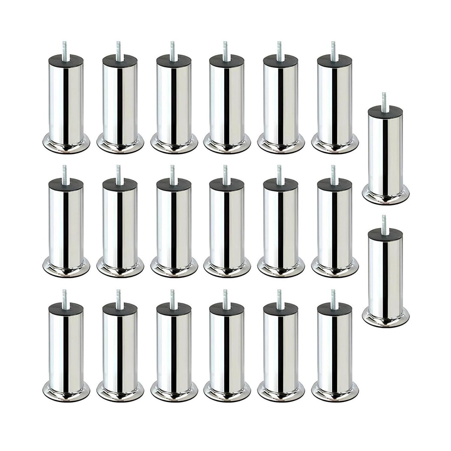 Badem10 Baza Koltuk Kanepe Mobilya Yatak Çekyat Ayağı Ince Diş M8 Metrik 8 Mm Krom Metal Ayakları 15 cm 20 Adet