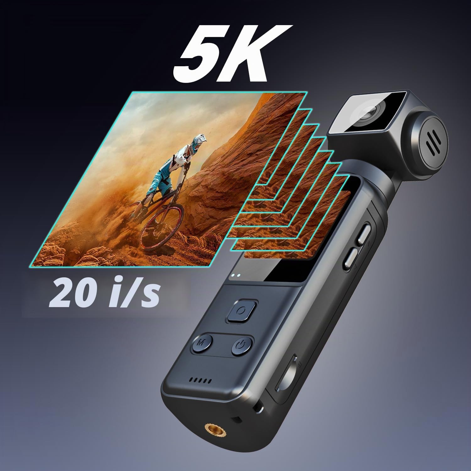 Camera Pieton Corporelle 5K avec Objectif Rotatif 270°, Camera Vlog POV Portable avec Clip pour Vélo, Sport, Voyage et Quotidien, Micro Externe, Carte Mémoire 64 Go et Boîtier Étanche Fournis