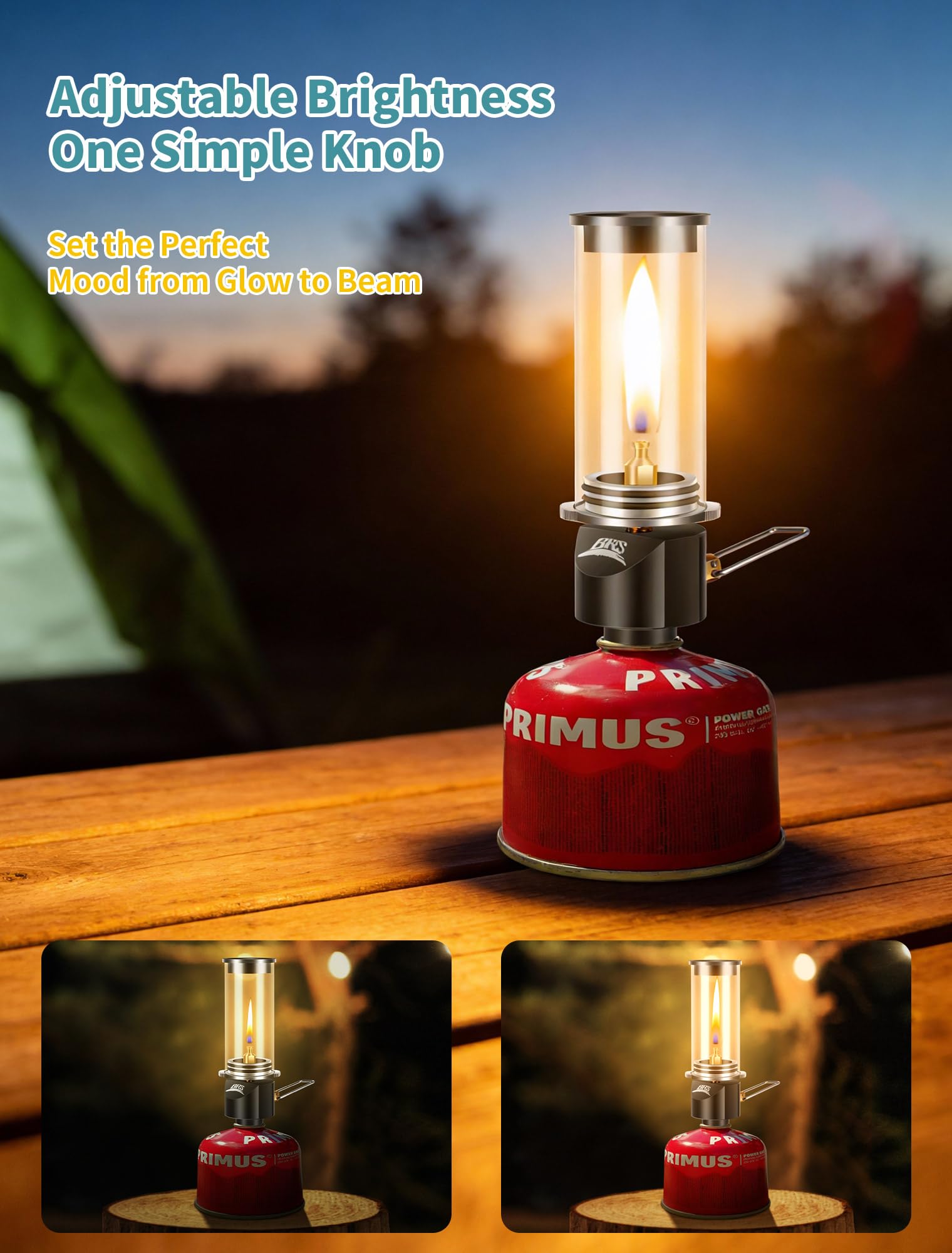 Tentock Gaslampe Sturmlaterne Gas Camping Lampe Winddichte Glasabdeckung Einstellbare Helligkeit Tragbar Angeln Wandern Bergsport Outdoor