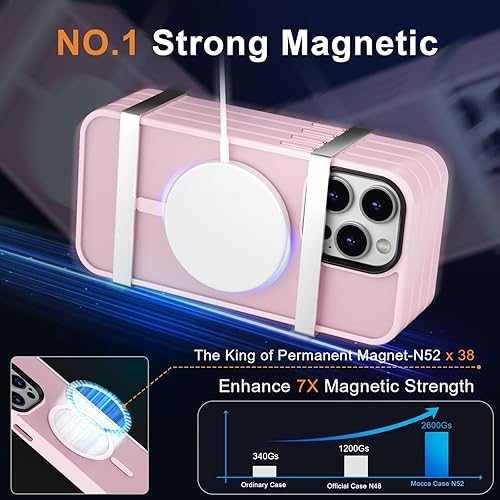 Vista 3 de MOCCA Strong Magnetic for iPhone 13 Pro Max Case,[Compatible with Magsafe][Glass Screen Protector+Camera Lens Protector] Slim Thin Shockproof Cover