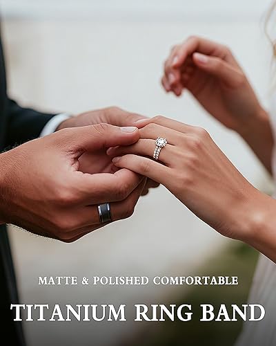 Miniatura 6 de TIGRADE 4mm 6mm 8mm 10mm Titanium Rings BlackSilverGold Wedding Band Matte Comfort Fit for Men Women Size 3-15