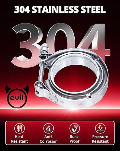 Miniatura 4 de EVIL ENERGY Abrazadera de banda de 3,0 pulgadas V con brida macho hembra de acero inoxidable