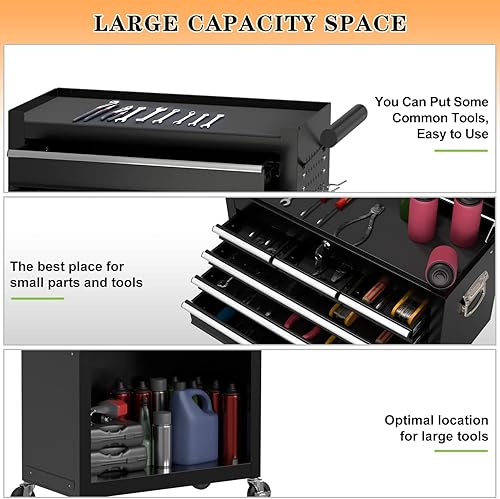 Miniatura 4 de Cofre de herramientas rodante de alta capacidad de 8 cajones, caja de herramientas de almacenamiento extraíble con ruedas y cajones, caja de