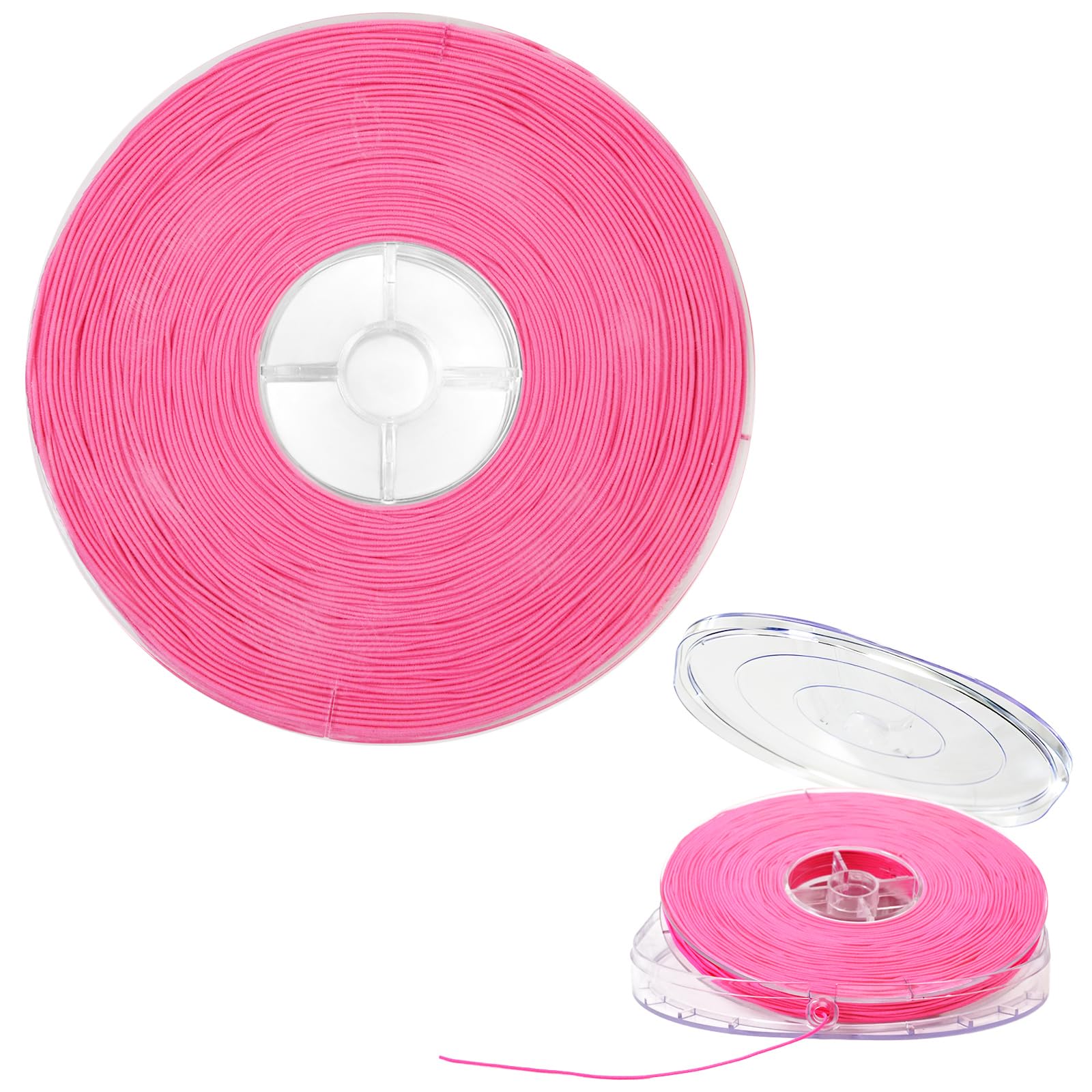 Elastic String for Bracelets Making - 1mm x 150m (492ft) Elastic Cord for Jewellery Making, Durable Beading Thread for DIY Crafts, Necklaces, Beading & Decorations (Pink)