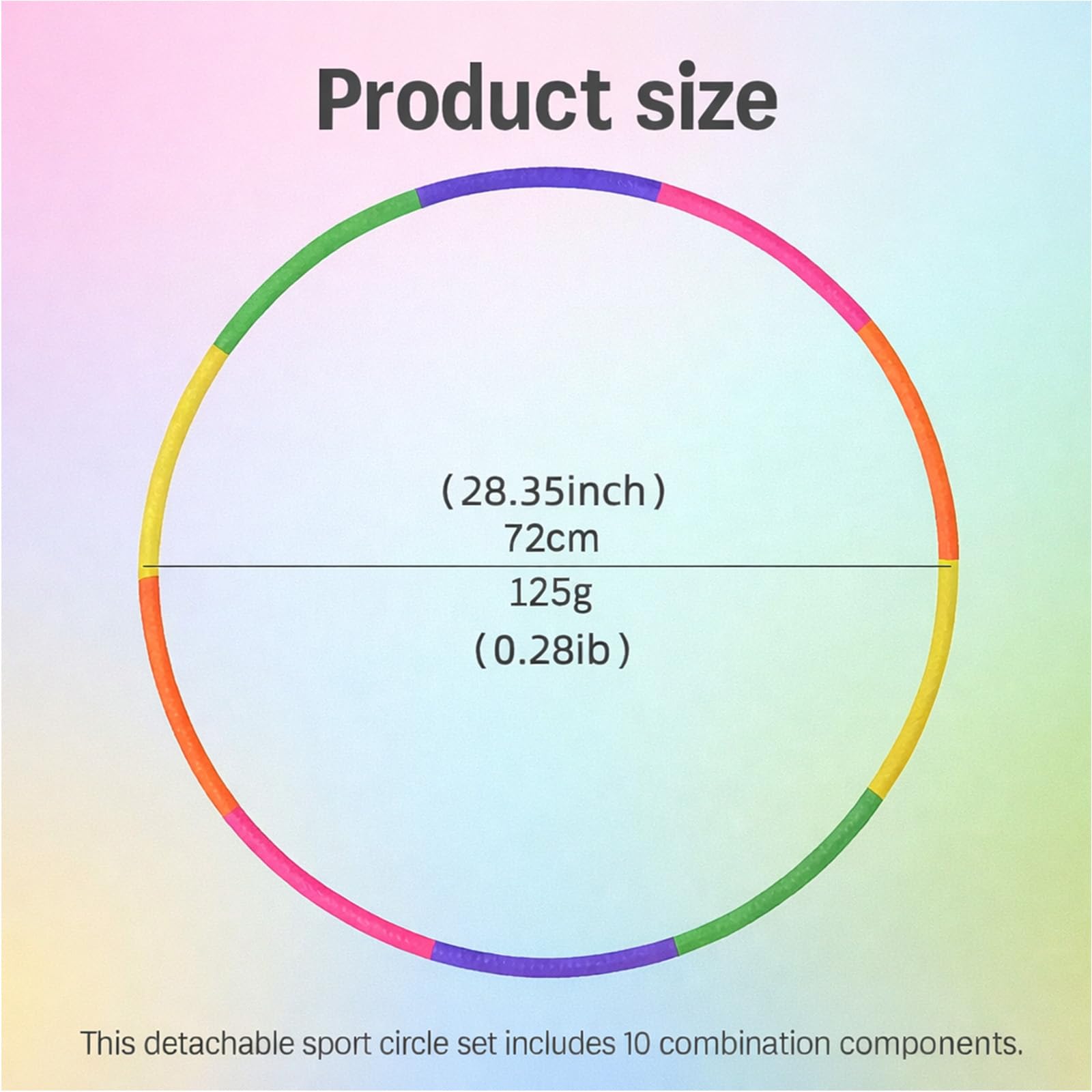 Hula Hoop smontabile 10 sezioni 72cm leggero 125g per allenamento casa bambini adulti fitness portatile palestra parco ufficio divertente resistente PP ecologico