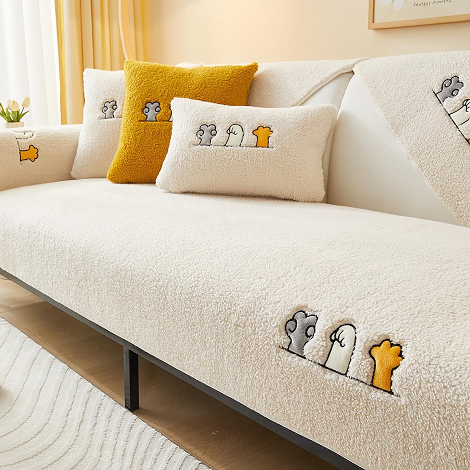 Housses de canapé en peluche amusantes et serviette de meuble