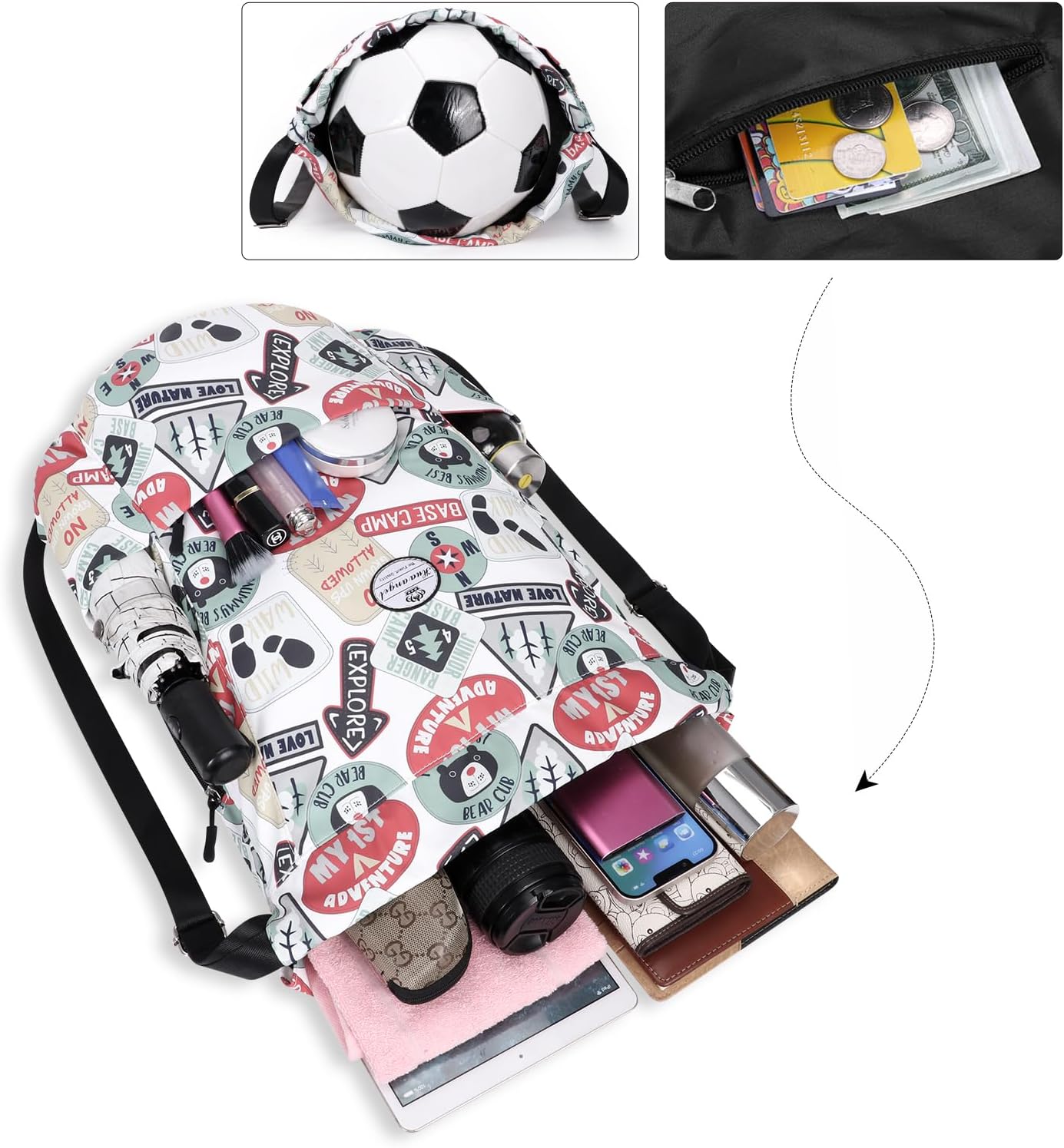 HUA ANGEL Drawstring Backpack Bag, Sport Gym Sackpack Lightweight Small Gym Bag for Men Women Pull String Sport Beach Bag