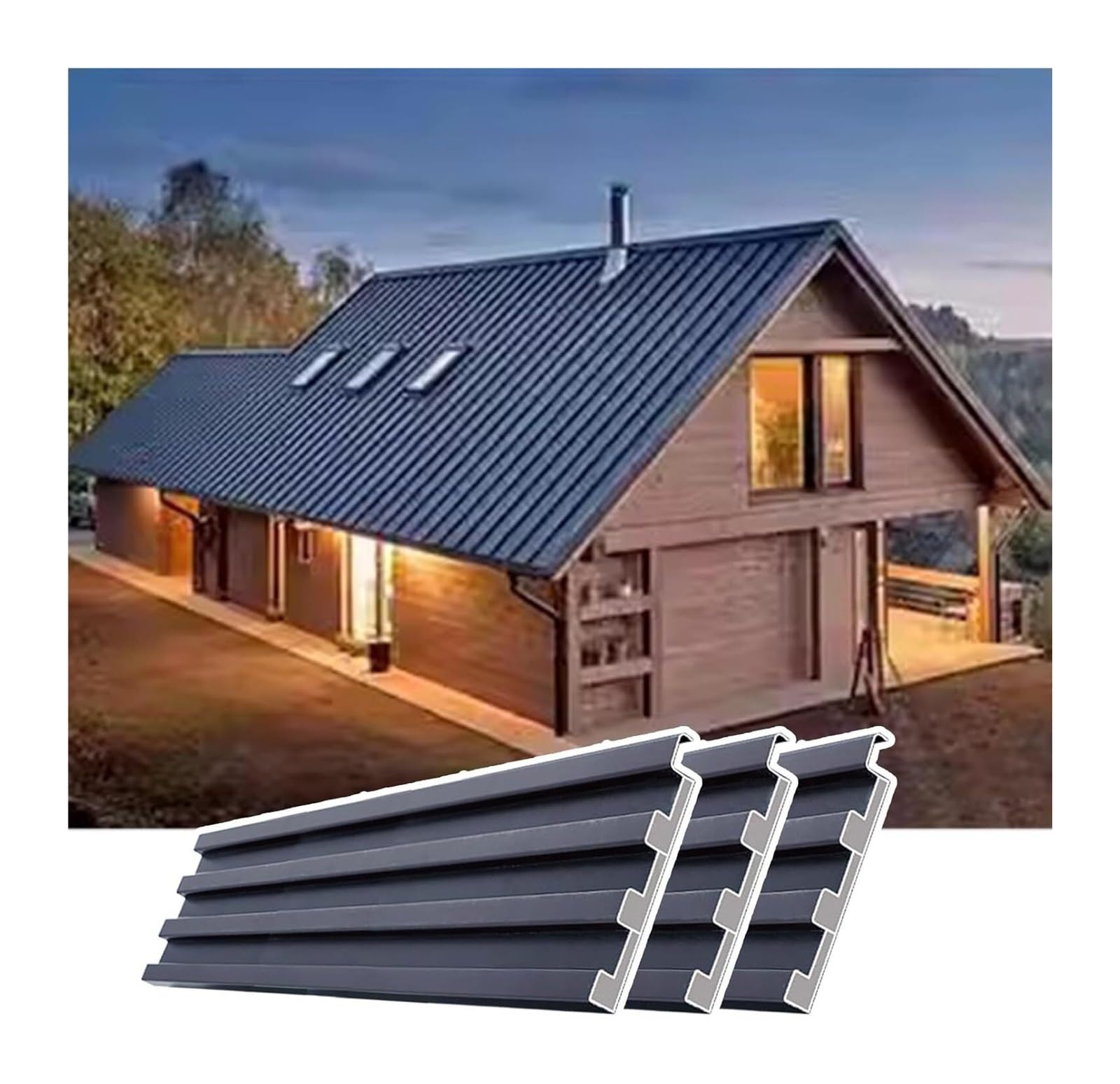 Btyqkzvpm W-0.15M/0.5Ft Aluminum Roofing Panels, Pack Of 3 Insulated Core Aluminum Corrugated Roof Panels 0.8-1.5M Lengths Outdoor Use(L- 1.35M/4.4Ft)