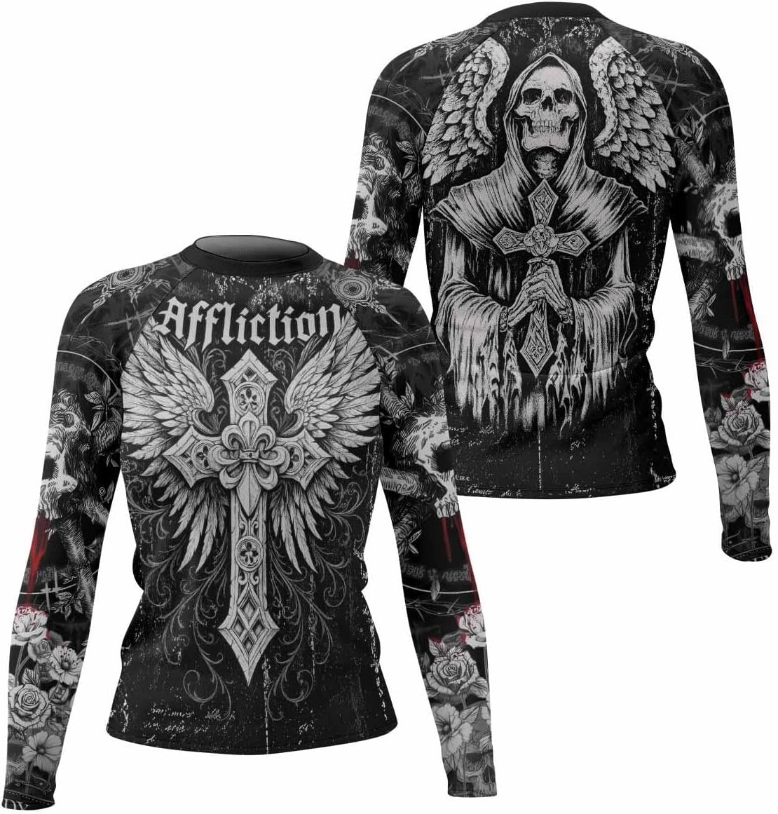 Women’s Gothic Faith Combat Rash Guard – Long-Sleeve Compression Athletic Shirt for BJJ MMA No-Gi Training