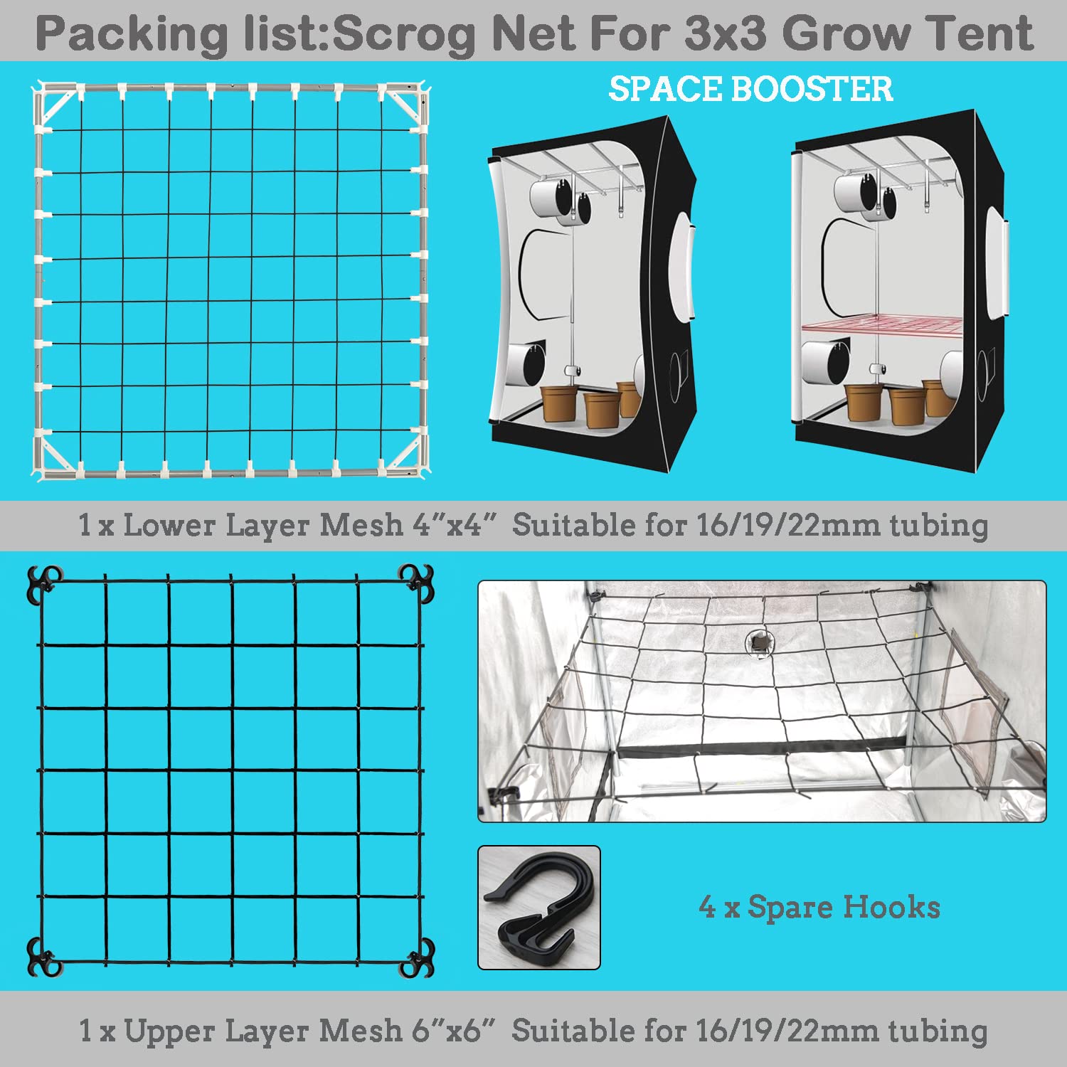 grow tent space booster POTLAB® Advanced Scrog net 3x3 Flexible Elastic Trellis Netting Plants Support kit with Poles Prevent Walls Sucking in for Tent 3x3 : Patio, Lawn & Garden assembly-100 2 rope hangers Tent Size:14x16 Vintage 1972 Holdsworth Full
