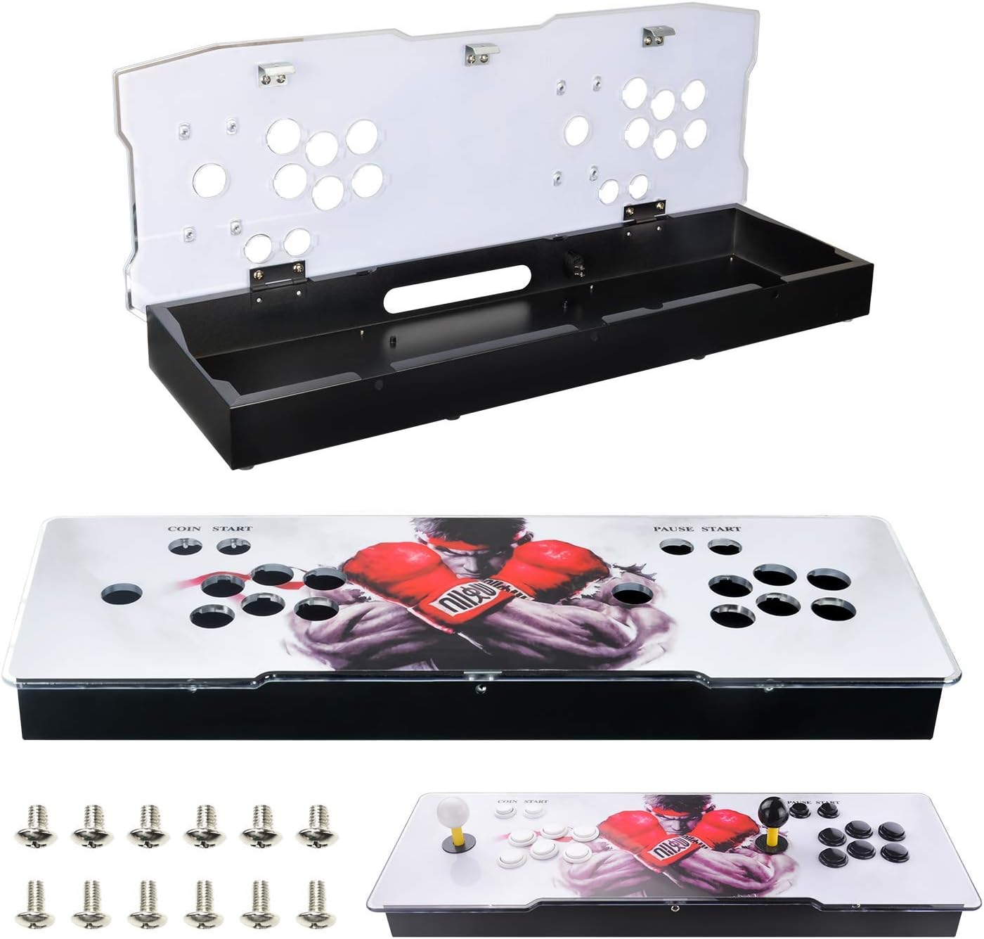 TAPDRA DIY Acrylic Panel and Metal Arcade Case kit for 2 Player 2P Joysticks Replacement Arcade Game Machine Cabinet Controller Arcade Stick Empty Box