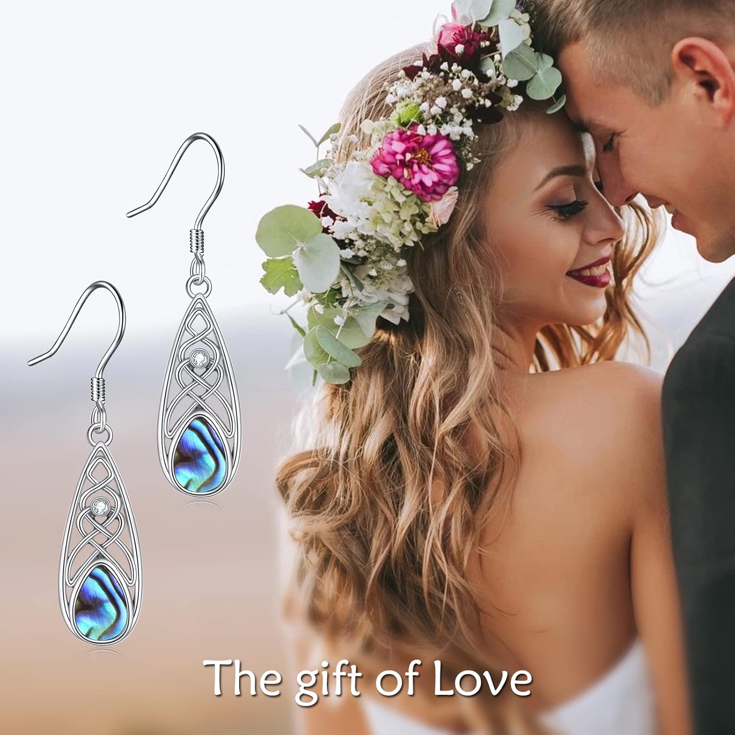 TIGER RIDER Celtic Knot Dangle Sterling Silver Earrings, Teardrop Abalone Shell Jewelry Earrings for Women, for Mother's Day Gifts - Image 5