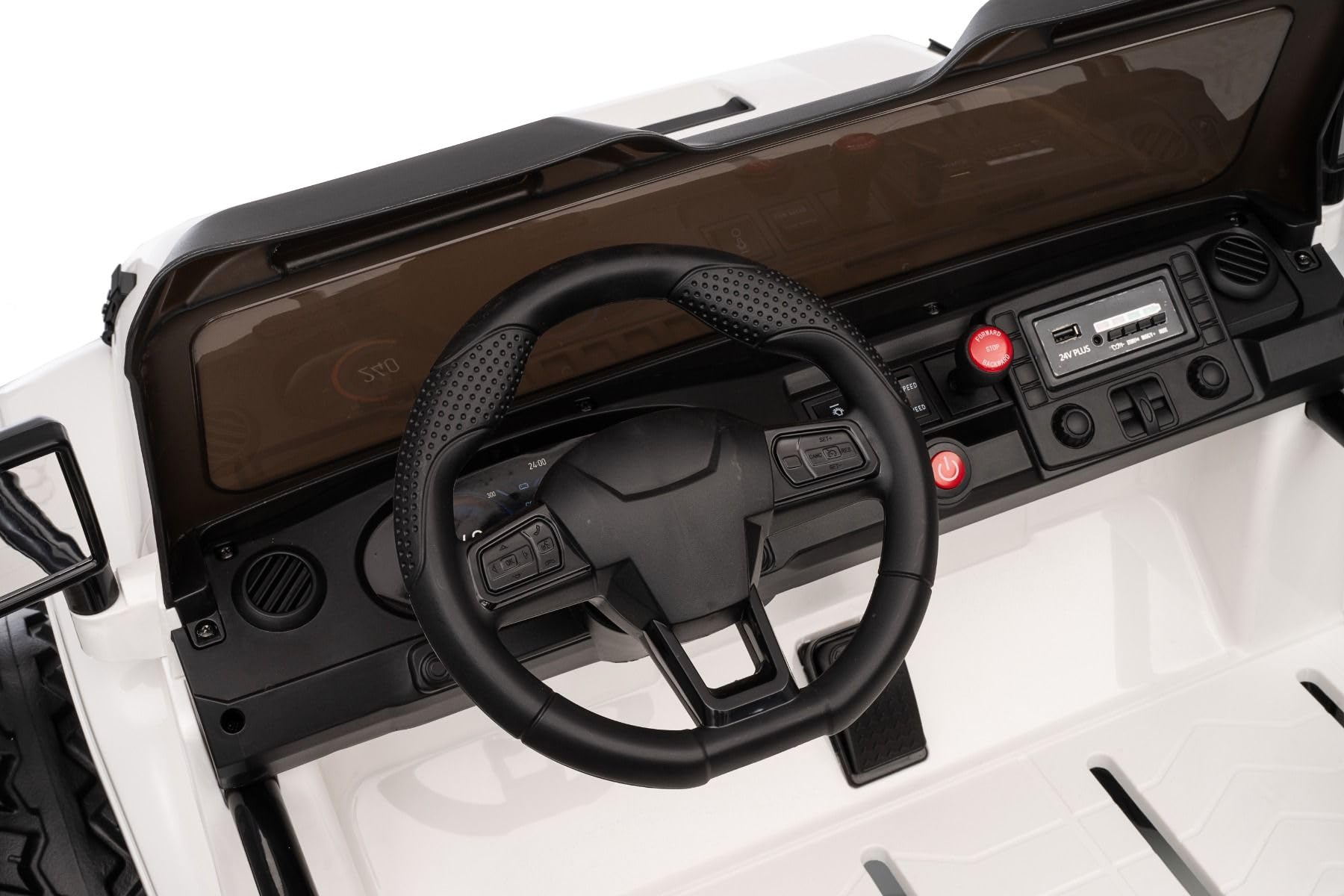 Beneo Motors OFFRIDE 4x4² 2-osobowy samochód elektryczny, 12 V, biały, odtwarzacz MP3 z wejściem USB/AUX, napęd na wszystkie koła 4 x 4, akumulator litowy, pilot zdalnego sterowania, oświetlenie LED