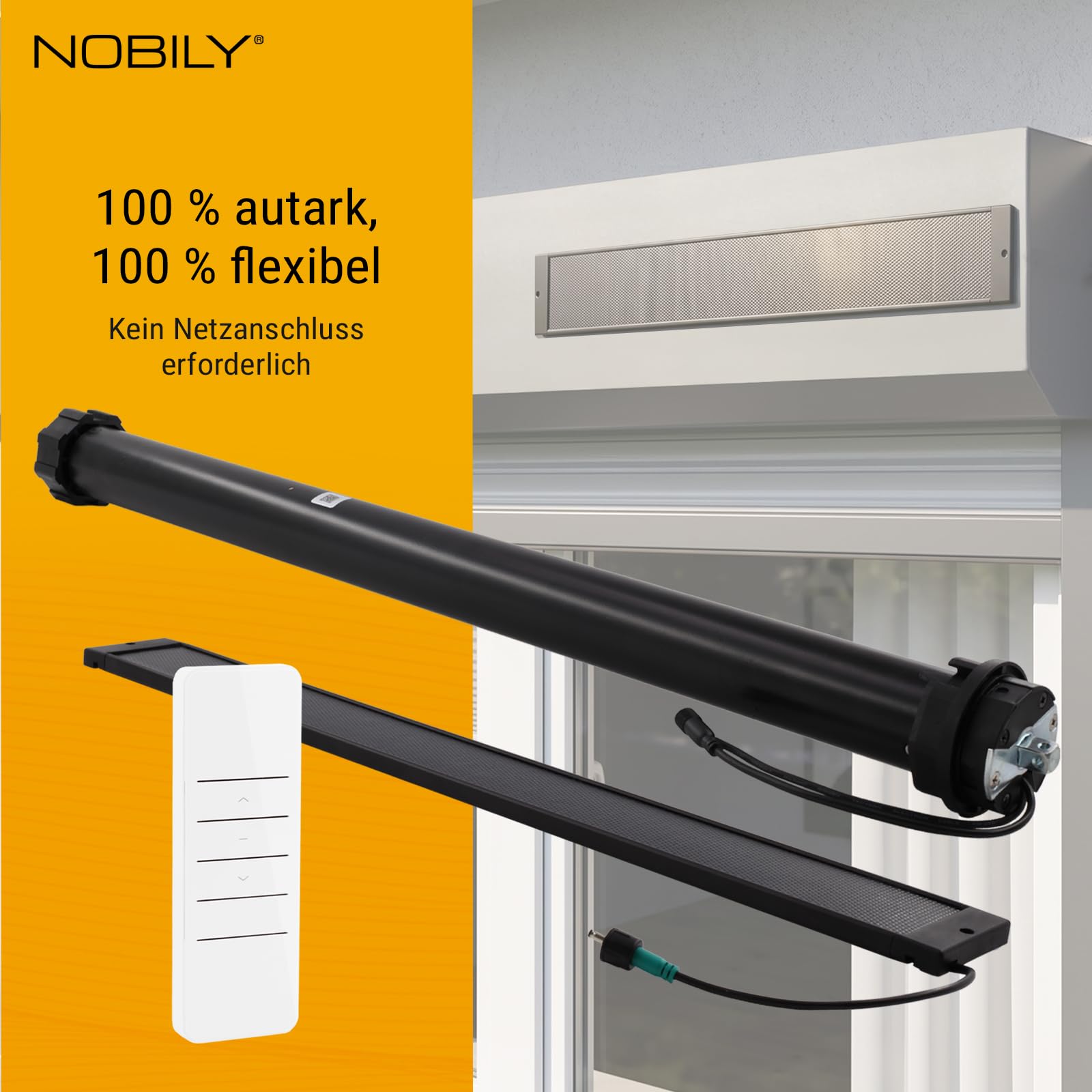 NOBILY Solarpaket Maxi Rollladenmotor SW60, Solarpanel Akku 12V Antrieb 20Nm