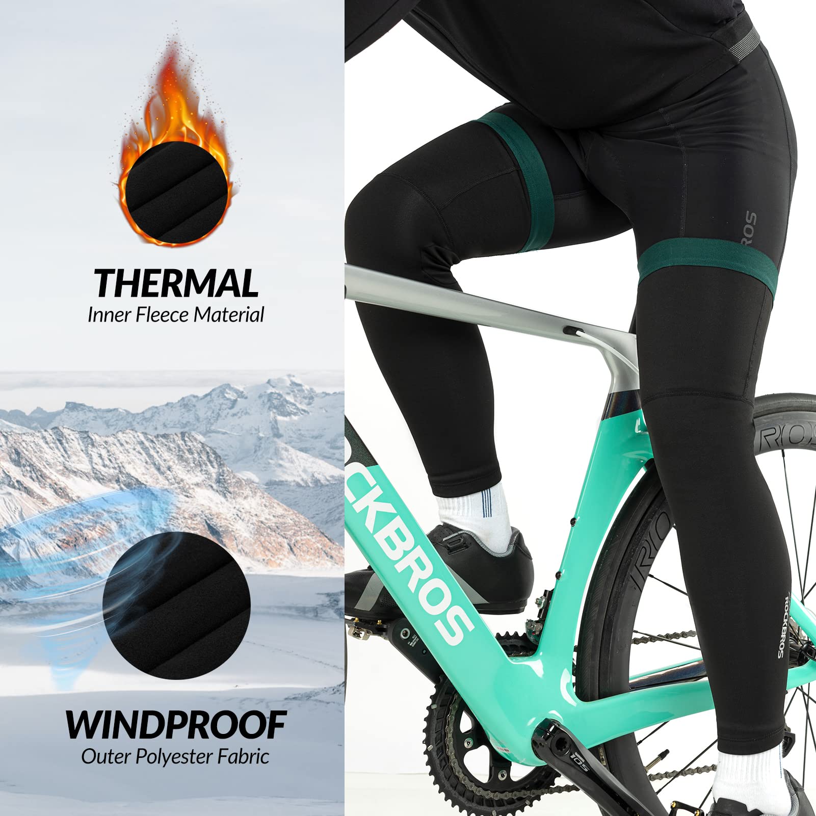 ROCKBROS Calendadores de Brazaos/Piernas para Hombre Mujeres Conjunto Perneras Térmicas y Mangas de Brazaos de Ciclismo Running Deportes al Aire Libre S-3XL
