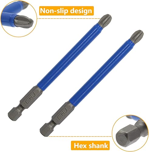 Miniatura 3 de Biaungdo Juego de 10 brocas magnéticas PH3 Phillips de 3.5 pulgadas de largo, antideslizantes #3 (PH3 x 3.543in)