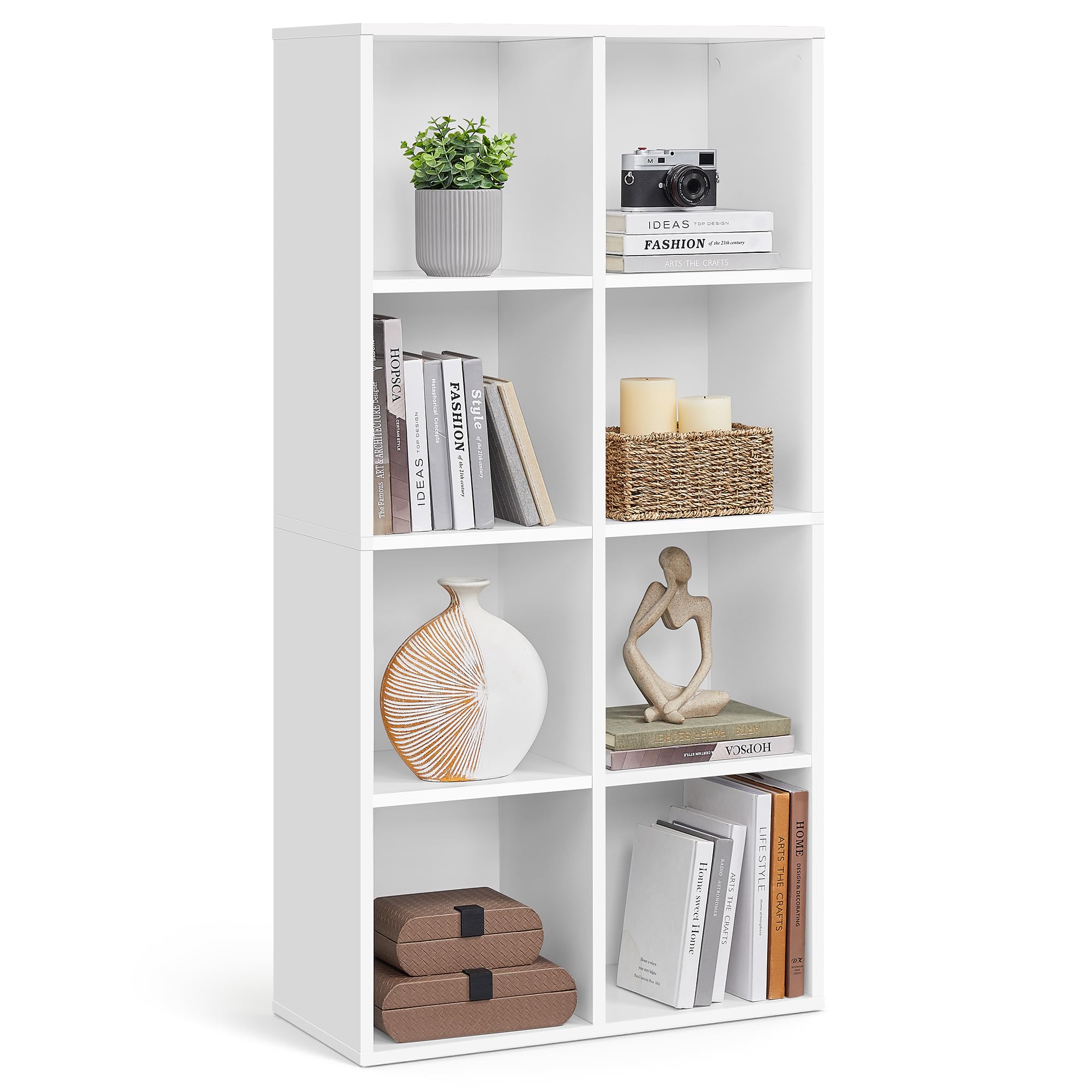 VASAGLE CUSTOS Collection - Bibliothèque en Bois, Étagère de Rangement, Meuble de Rangement Cube, 65,8 x 30 x 130 cm, 1 Pièce, pour Salon Bureau, Blanc CUSTOS LBC024WTV2