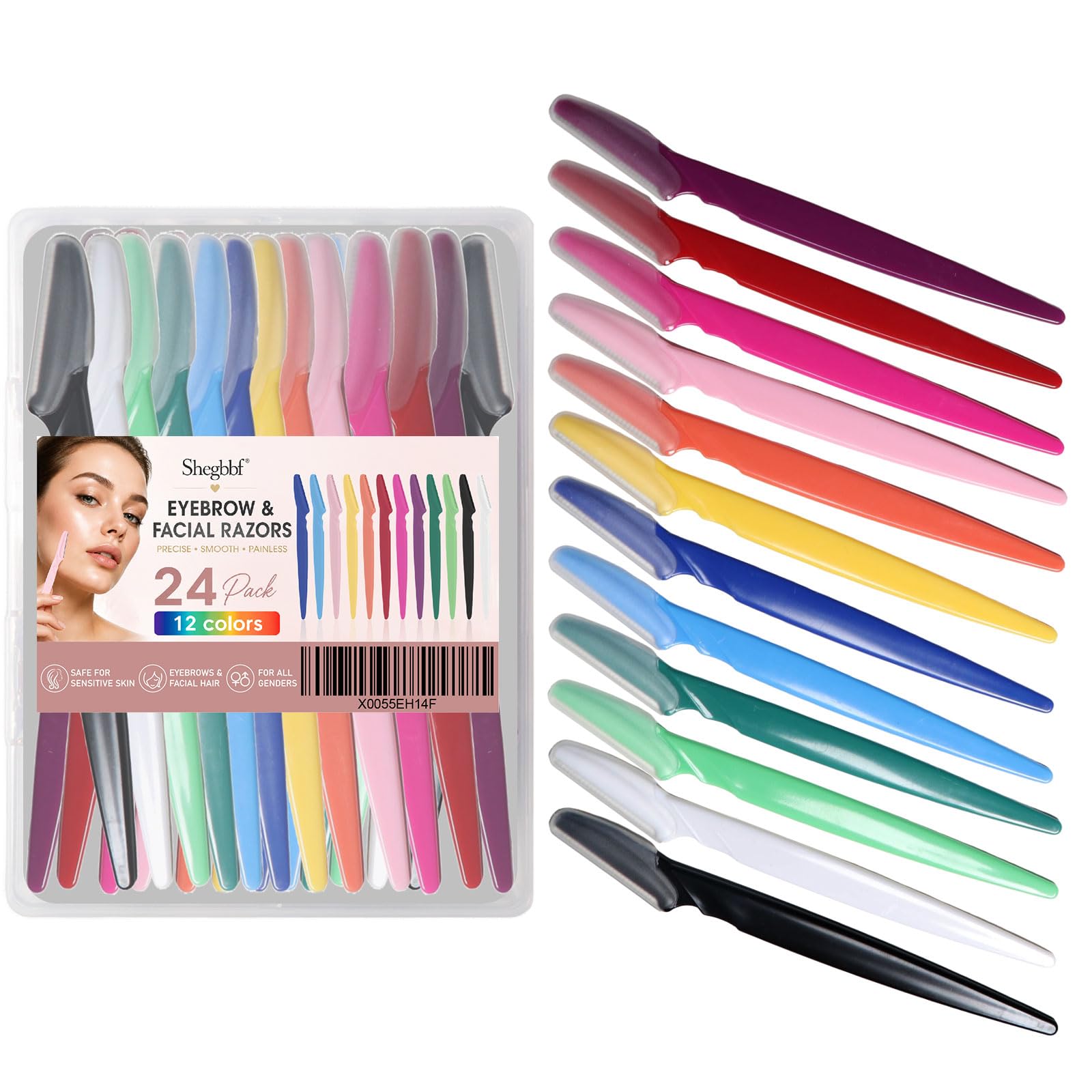 24 Pcs 12 Colors Dermaplane Face Razors for Women Men Eyebrow Shavers