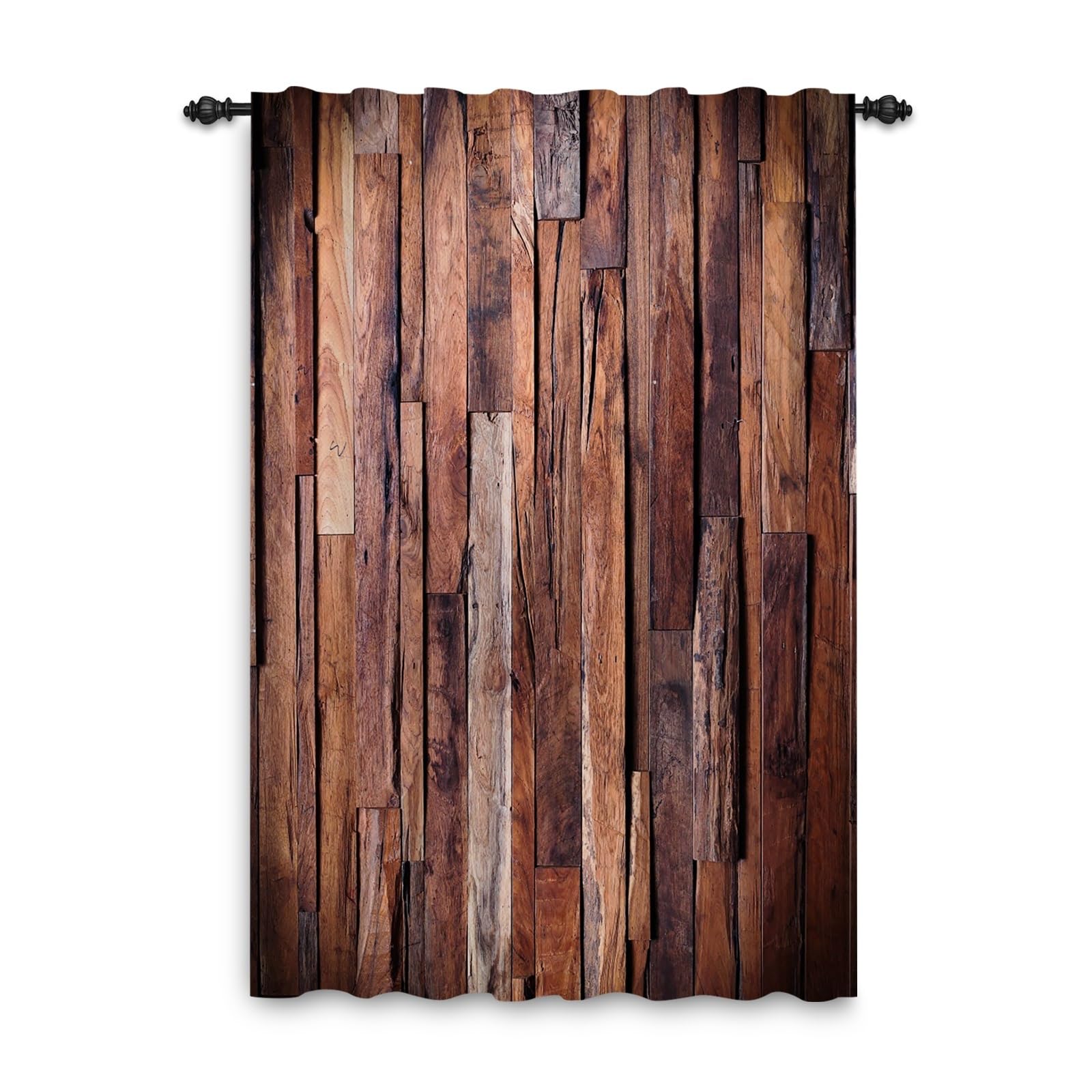 Cortina rústica de madera 107x215cm panel retro marrón de salón