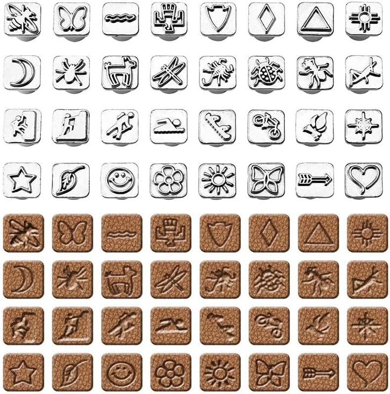 LMDZ 33PCS Leather Stamping Tool Set 32 PCS Leather Stamps Patterns + 1 Stamping Handle for Leather Craft For DIY