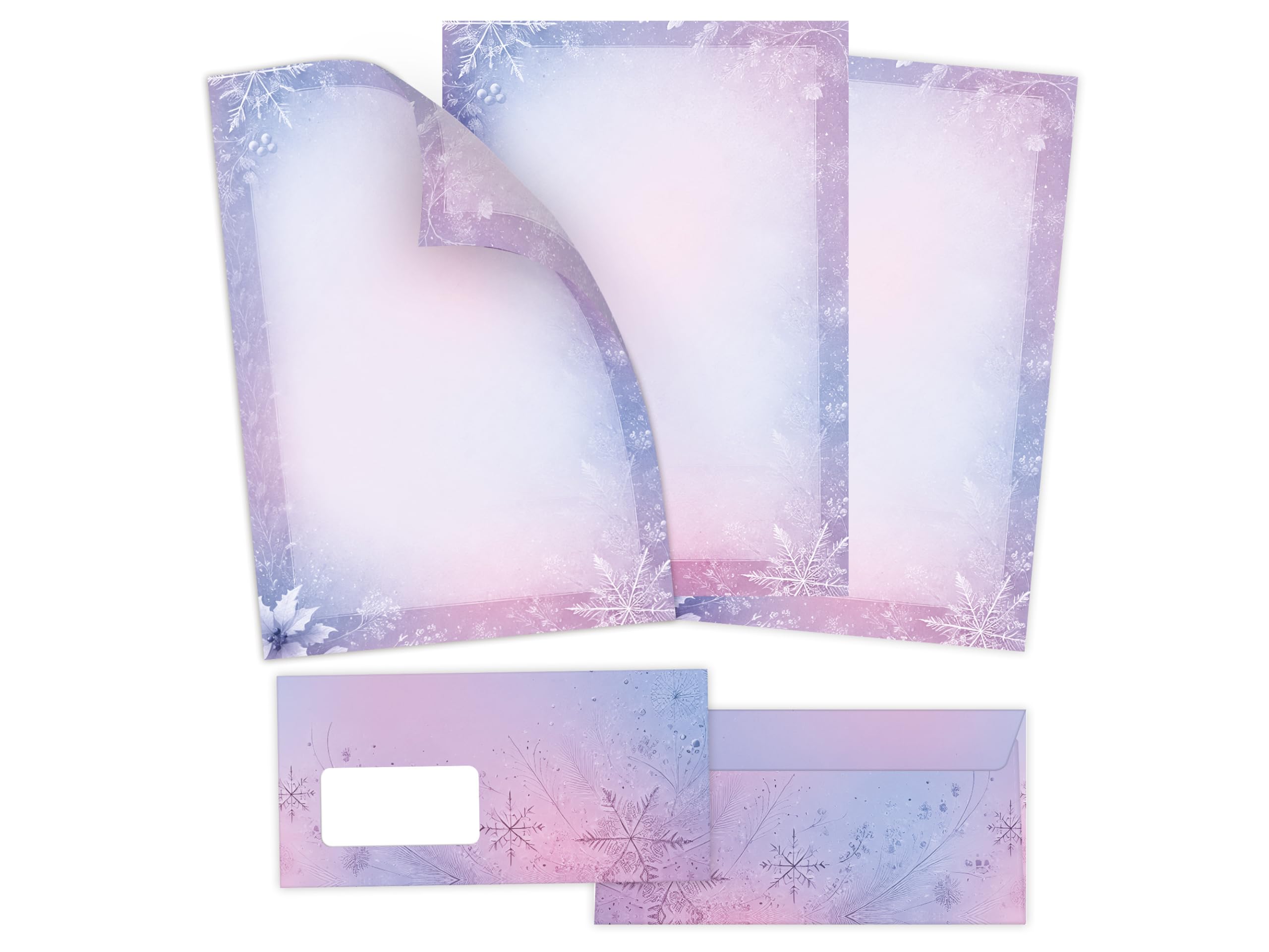 Briefpapier Weihnachten Weihnachtsbriefpapier mit Umschlag Umschlägen mit Fenster Weihnachtspapier A4 für Kunden (250 Blätter + 250 Umschläge)