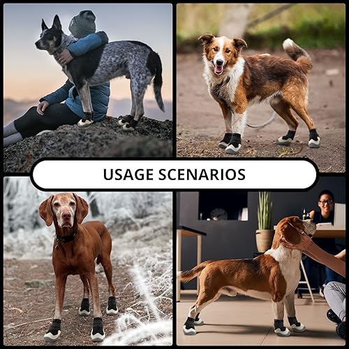 Miniatura 4 de Zapatos para perros pequeños a grandes, antideslizantes, botas de nieve para perros, zapatos impermeables para cachorros con correas reflectantes,