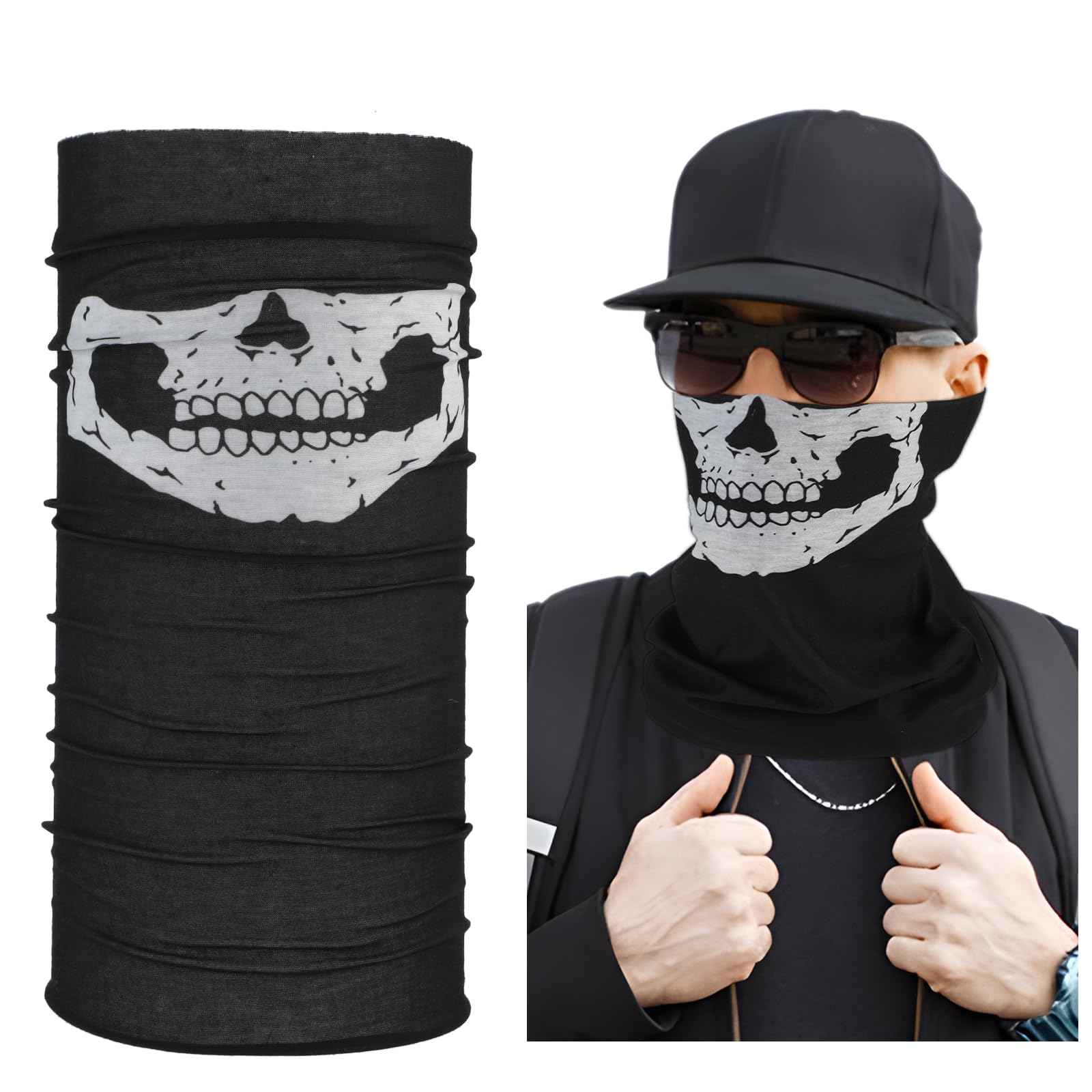 Sibba Chusta kominowa, bandana, wielofunkcyjna chusta na szyję, maska na twarz, kominiarka, opaska na głowę, ochrona ust, na Halloween, do uprawiania sportu, jazdy na rowerze, jazdy na rowerze, jazdy