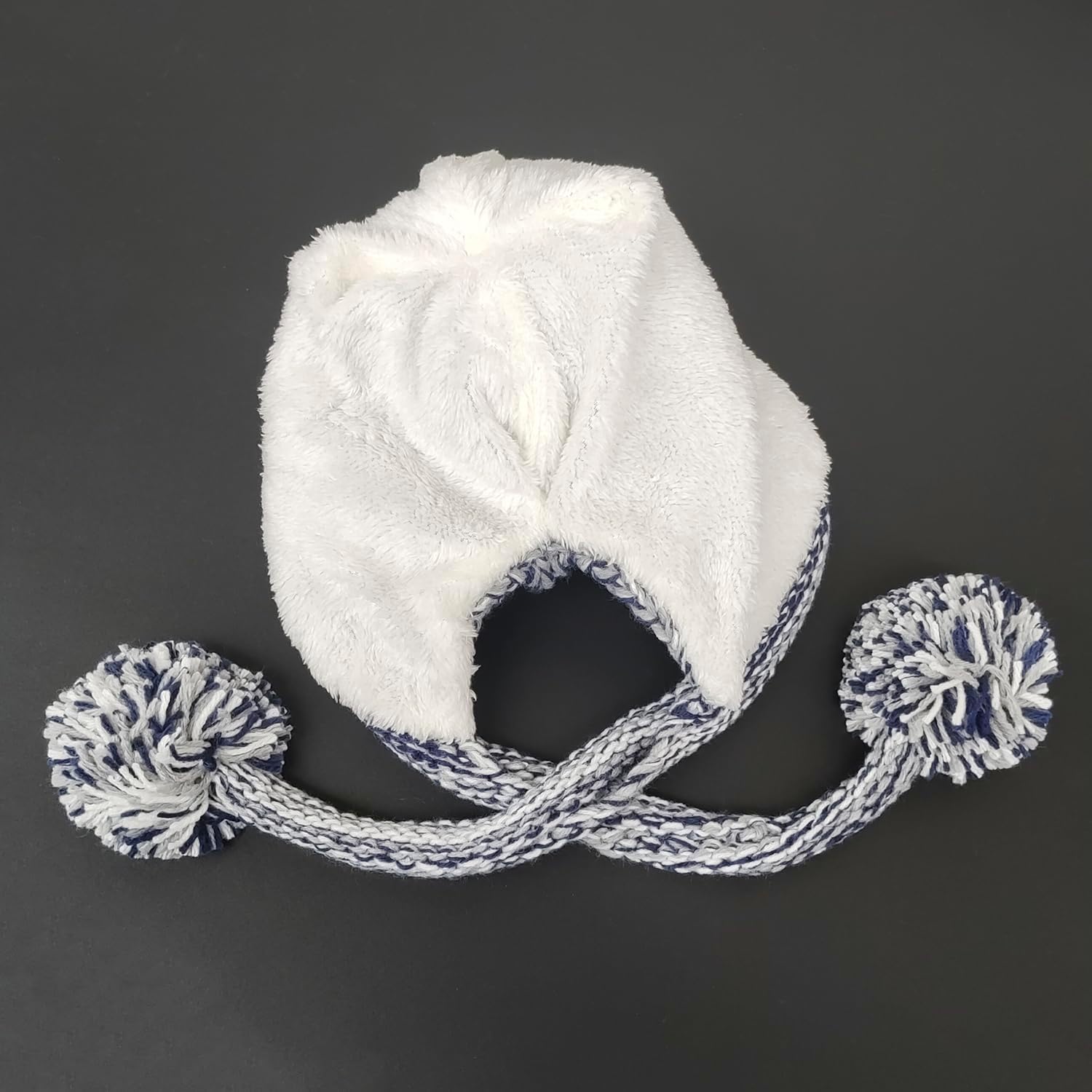 Women Winter Peruvian Cover Ears Beanie Hat Ear Flaps Sherpa Ski Snow Hats Knit Fleece Lined 3 Pom Pom - Image 2