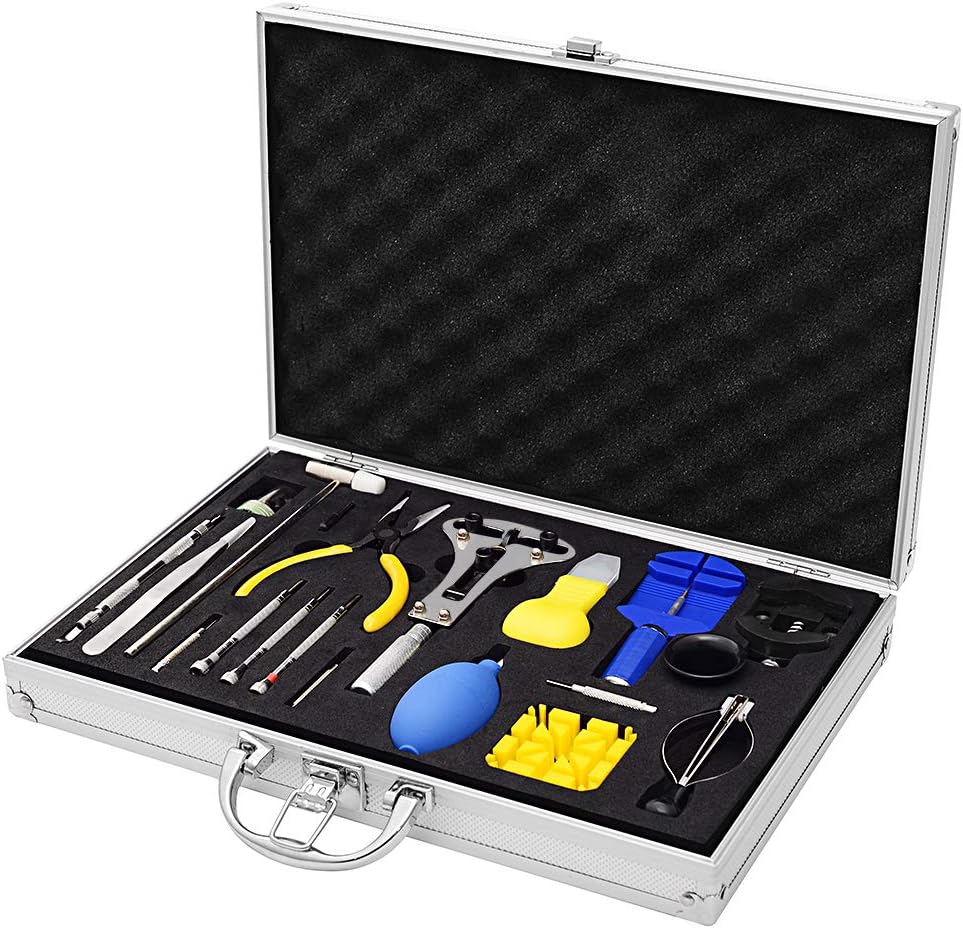 Aosky Watch Repair Tool Kit, Professional Watch Battery Replacement Tool Link Remover Deluxe Watch Band Tool Set with Carrying Case (37 PCS)