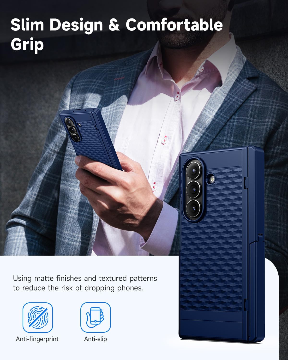 seacosmo for Samsung Galaxy Z Fold 7 Case with Stand [Built-in Tempered Glass Screen Protector] [Hinge Protection] [Kickstand] Magnetic Full Body Phone Case for Galaxy Z Fold 7 (2025), Blue - Image 7