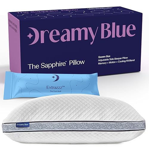 DreamyBlue Gusseted SAPPHIRE Pillow • Adjustable Loft, Luxury Cover, Shredded