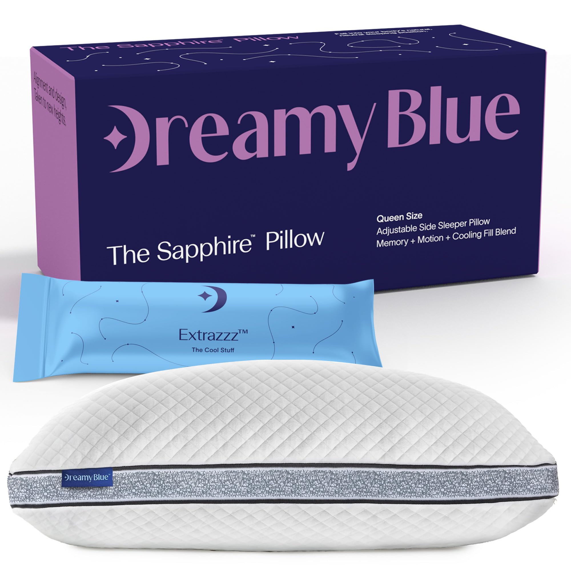 DreamyBlue Gusseted SAPPHIRE Pillow • Adjustable Loft