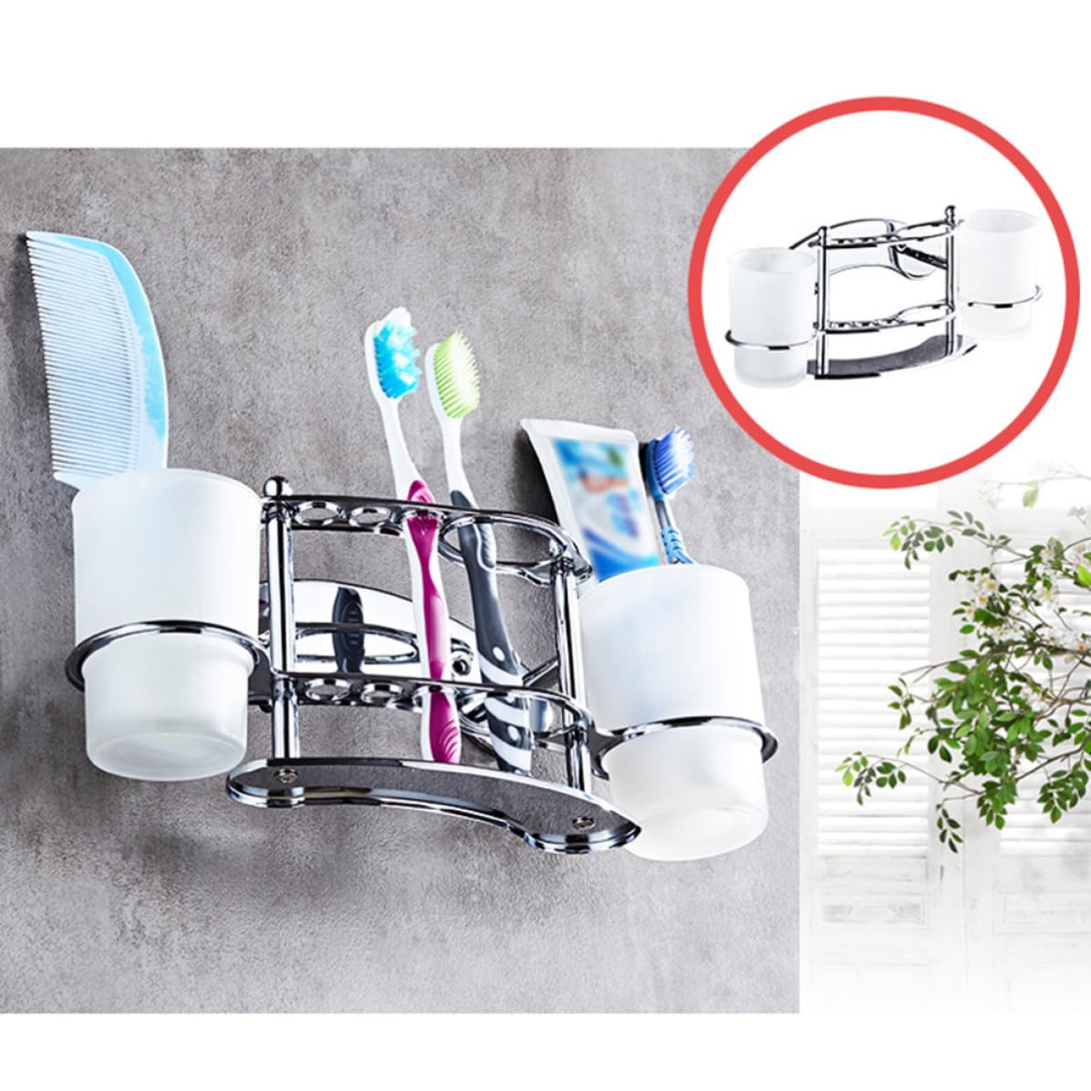 Portacepillos de Dientes Vaso de Vidrio Doble para Baño