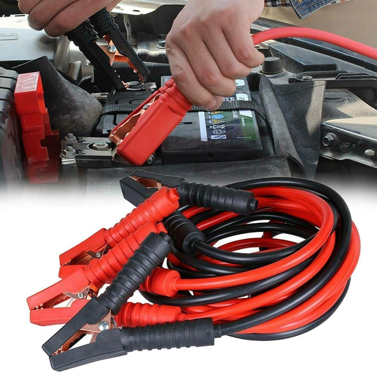 Stock Leader - Cavi di avviamento per batteria da auto 2-3 m, pinze per batteria per auto ricarica di emergenza, presa forte, pinze per cohce, con borsa di trasporto (batteria 3000 Amp)