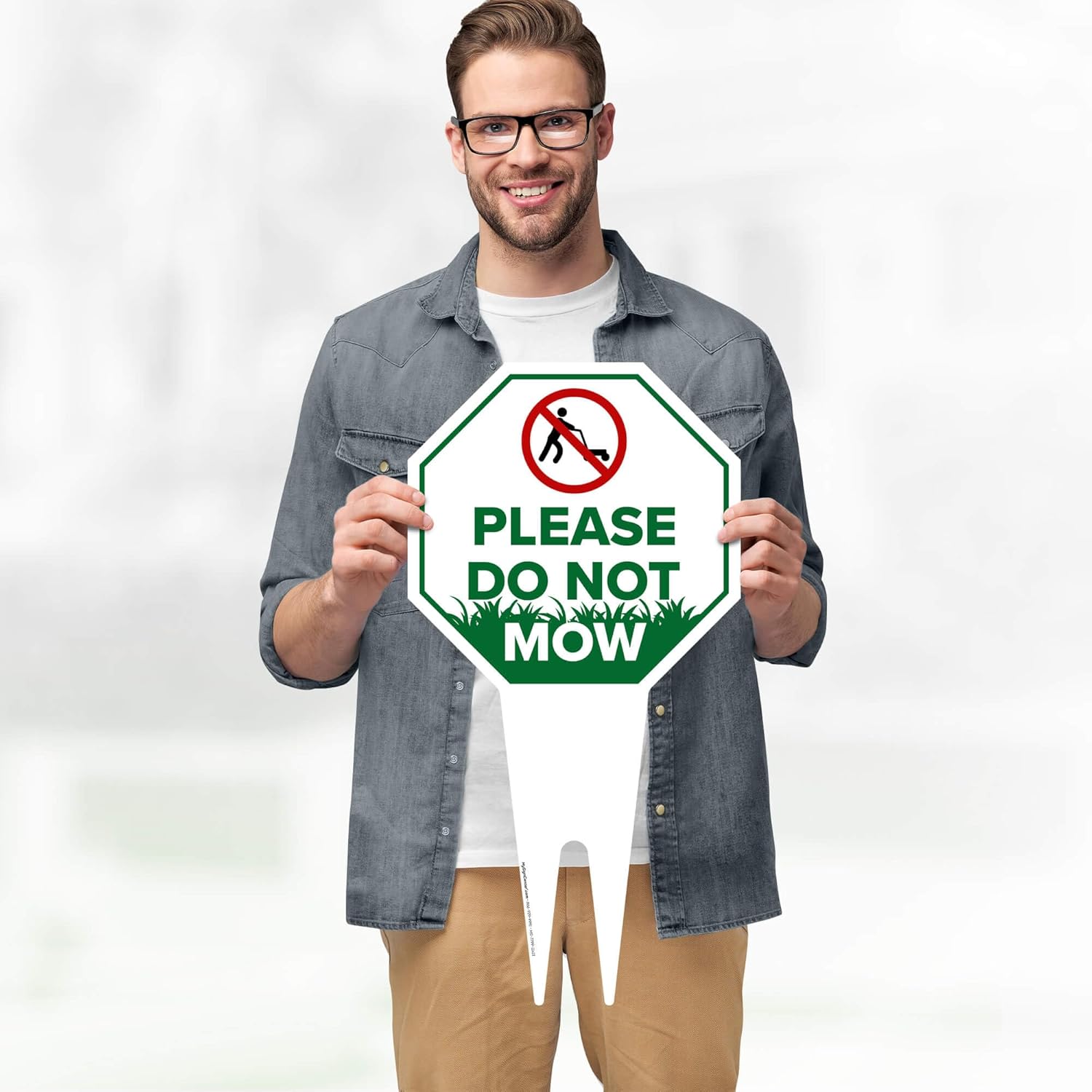 Please Do Not Mow Sign, 11"x21", Heavy Duty Integrated Ground Stakes, Indoor/Outdoor Use, Rust Free Aluminum Composite, Made in USA by My Sign center