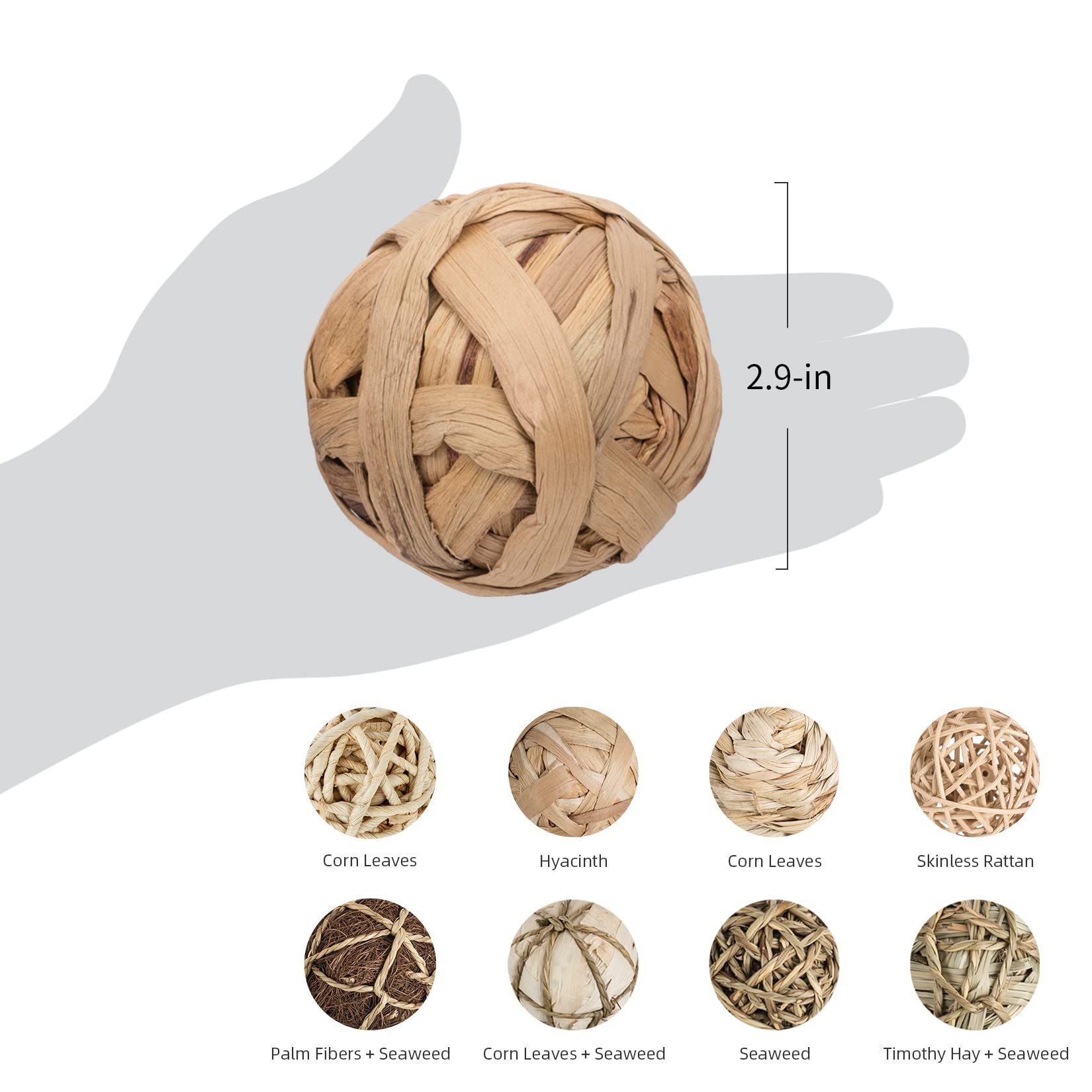 Niteangel Natural Chew Activity Toys Fun Safe Hay Grass Pet Balls for Chinchilla Guinea Pig Rats Rabbits Hamster Gerbil Degu Bunny and Other Small Animals (8 Balls) - Image 2