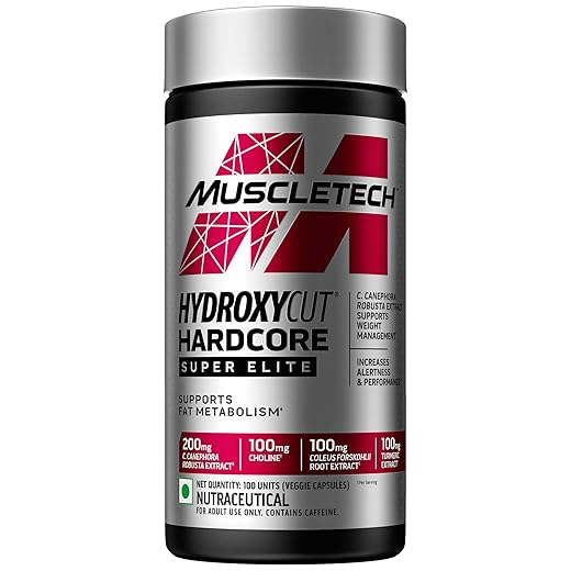 MuscleTech, Hydroxycut Hardcore, Super Elite, Supports Fat Metabolism - Pack of 100 Veggie Capsules, 170 grams