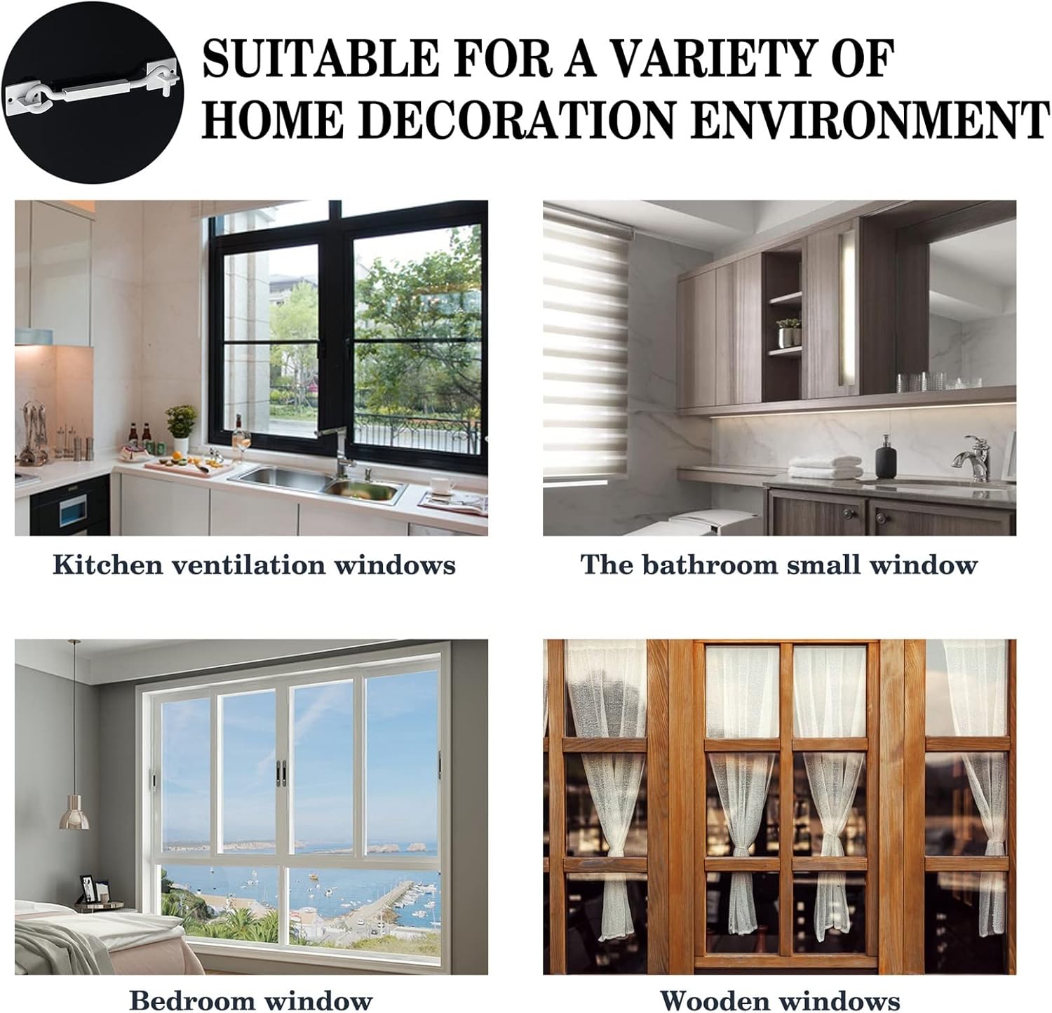 Black Stainless Steel Window Lock with Switch Cabin Hook Door Eye Latch Silent Catch Holder with Screws 1Pcs(Black)